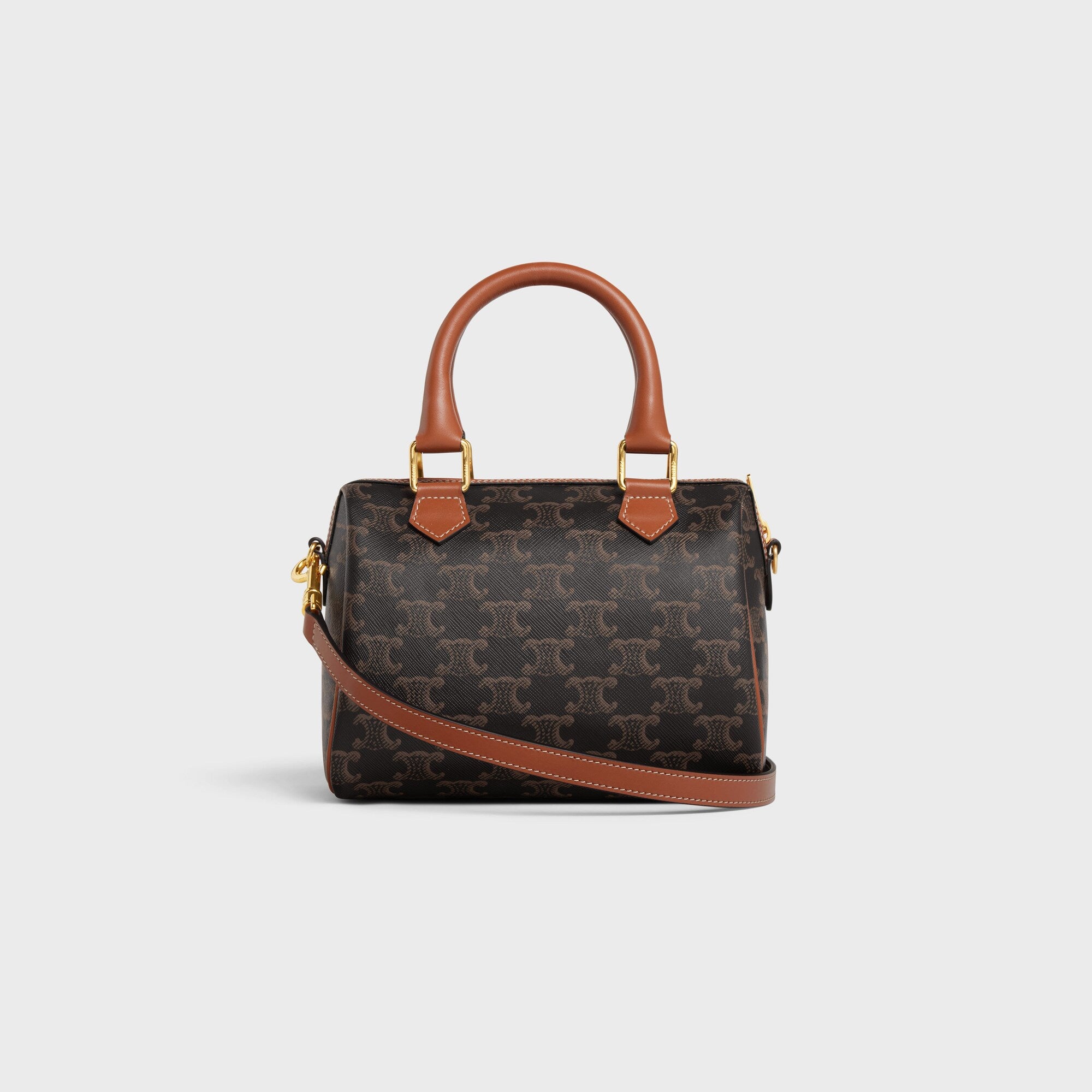 Celine Small Boston Bag In Triomphe Canvas And Calfskin, Back