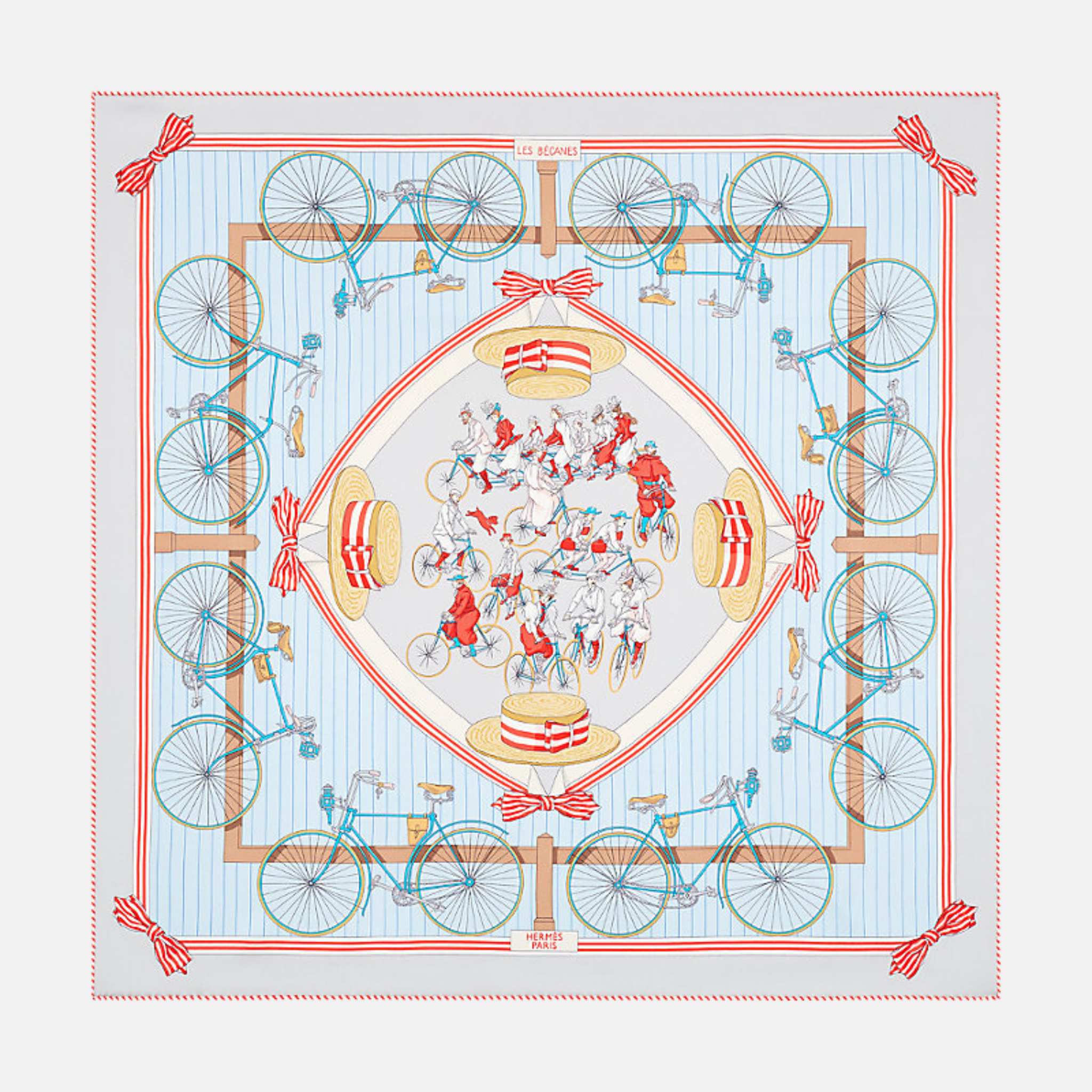 Hermes Les Becanes scarf 70, Blue, Front