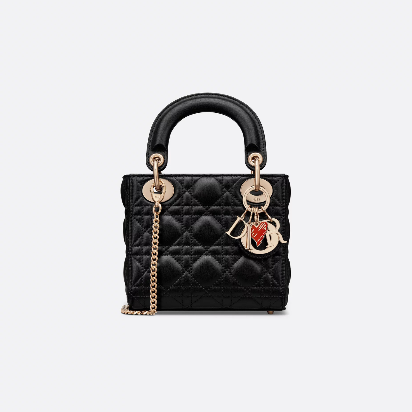 Dioramour Mini Lady Dior Bag Black Cannage Lambskin Sands