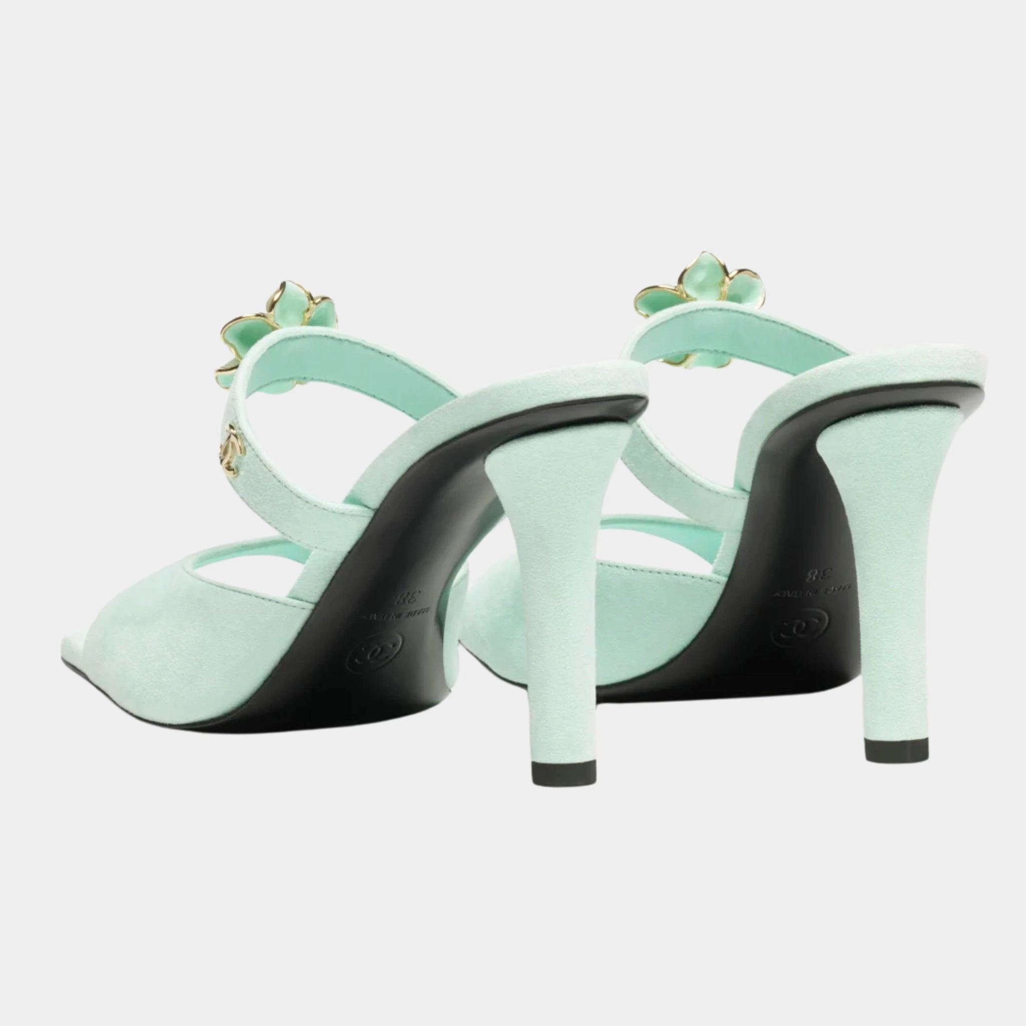 Mules Velvet goat & metal Light green