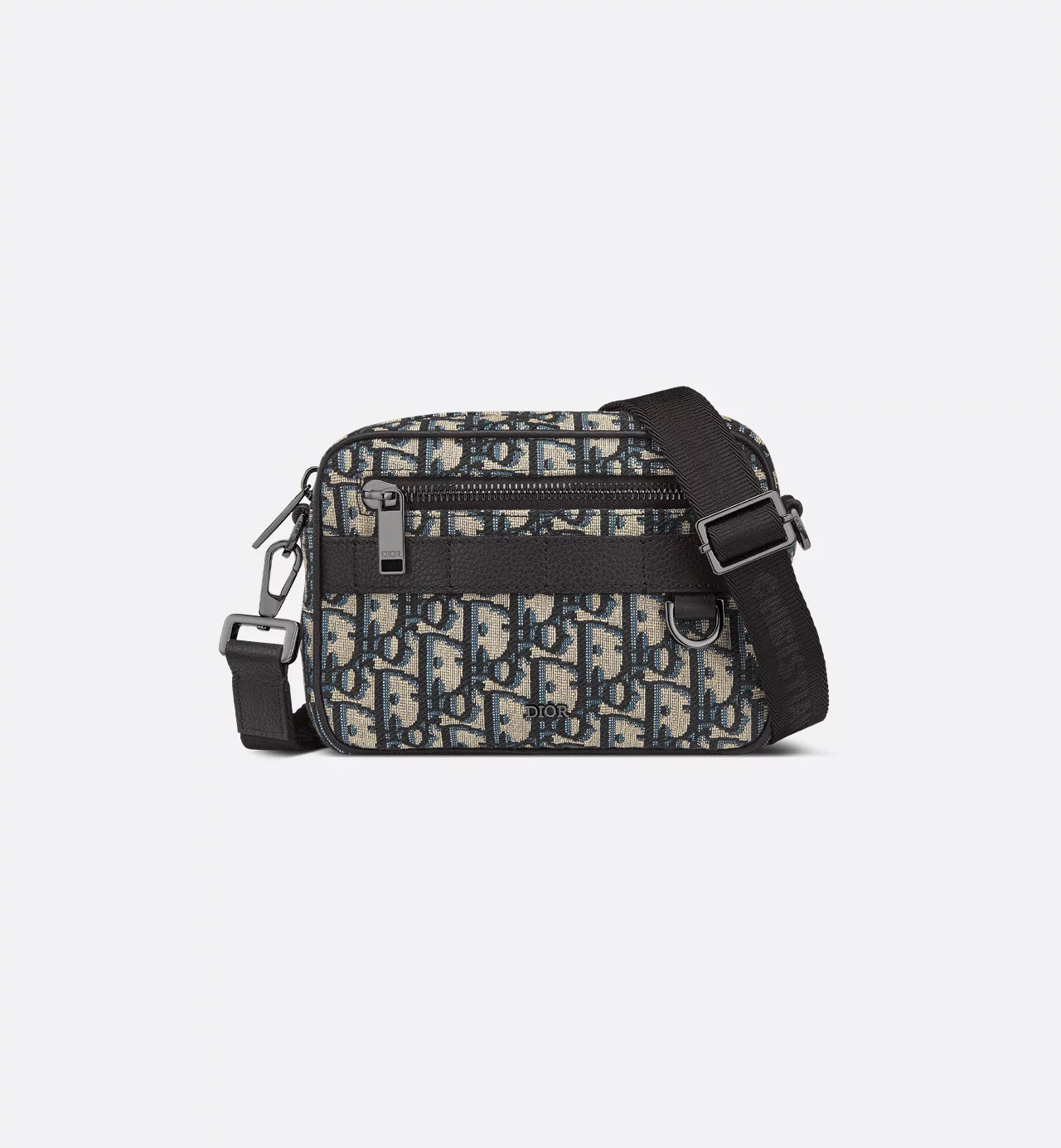 Mini Safari Bag with Strap Beige and Black Dior Oblique Jacquard Sands