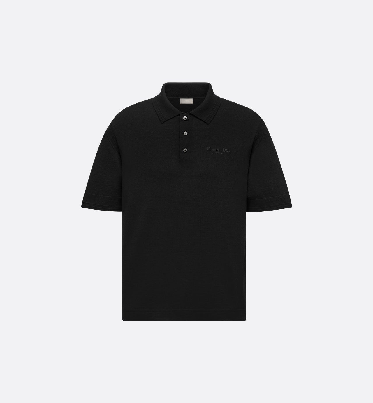 Christian Dior Couture Polo Shirt Black Virgin Wool Jersey Sands