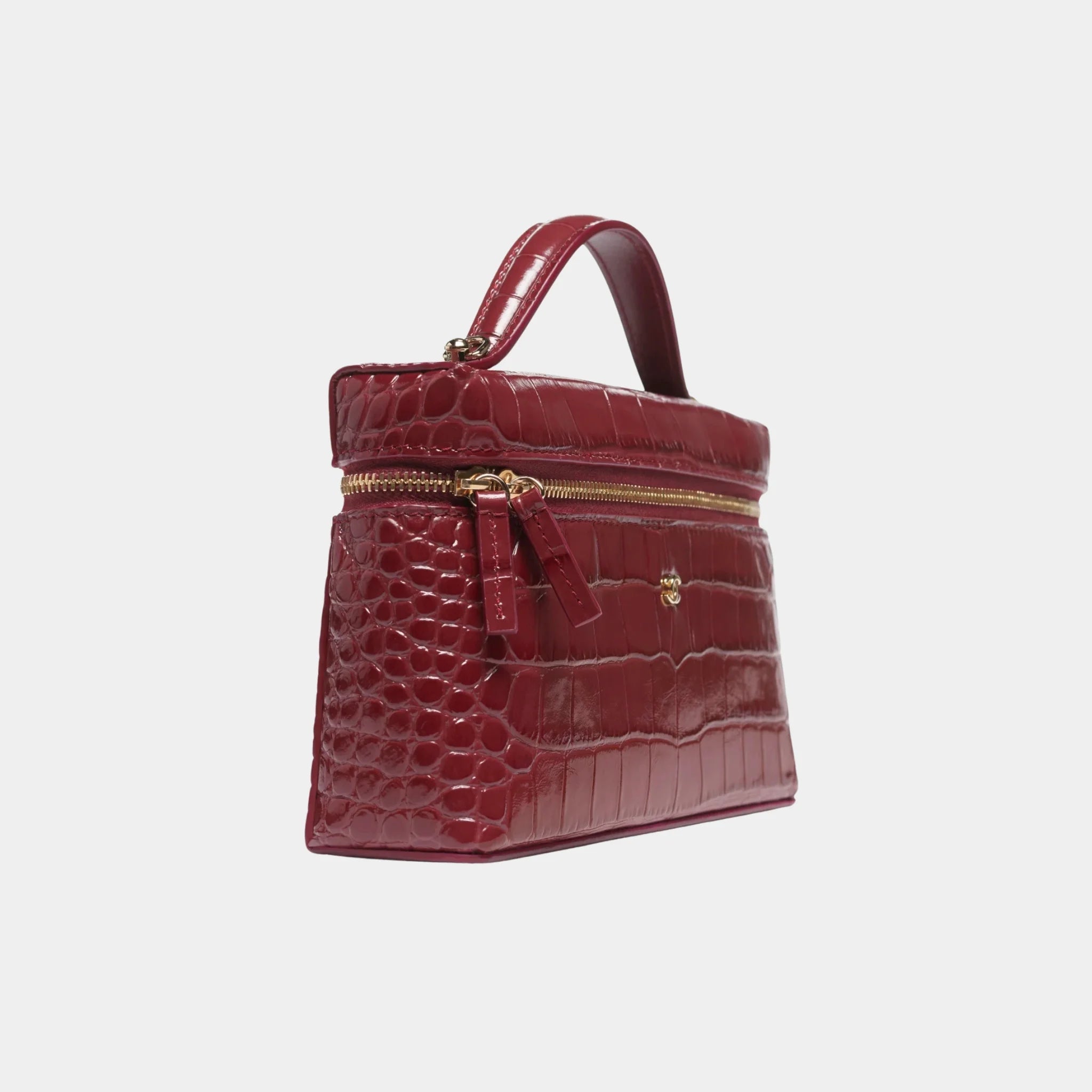 Vanity with Chain in Dark Burgundy Crocodile Embossed Calfskin
