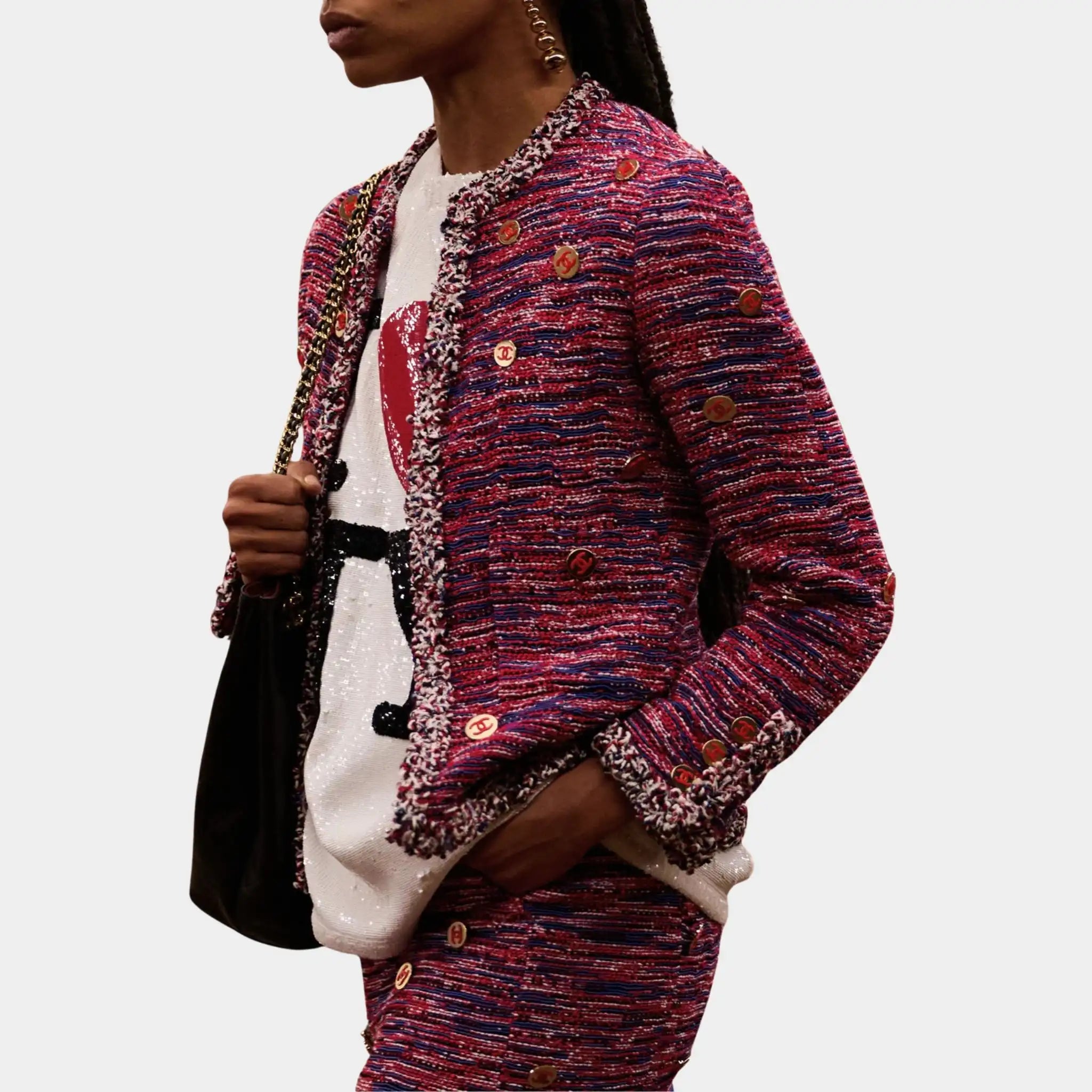Chanel Jacket Tweed Red & Blue