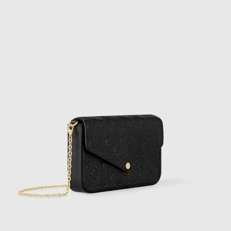 Louis Vuitton Félicie Pochette Handbag Monogram Empreinte Black Side View