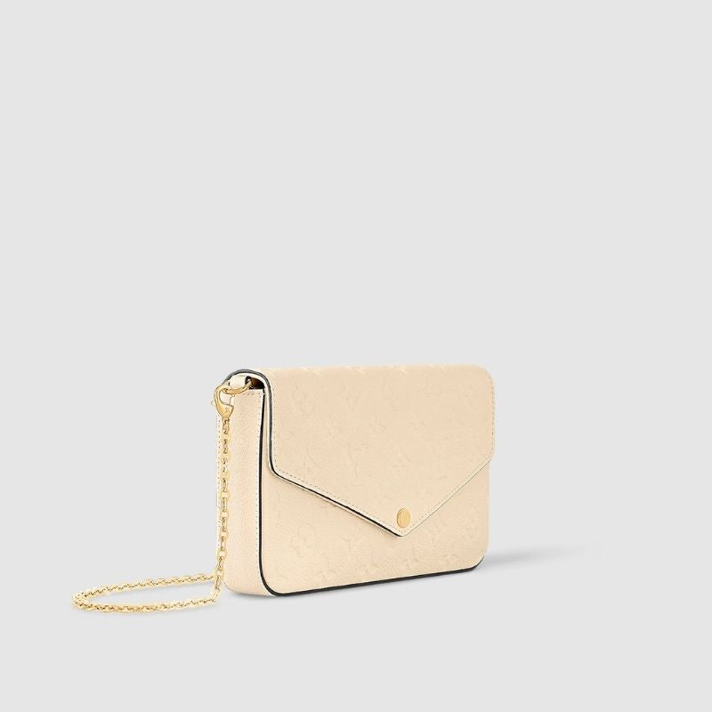Louis Vuitton Félicie Pochette Handbag Monogram Empreinte Cream Side View