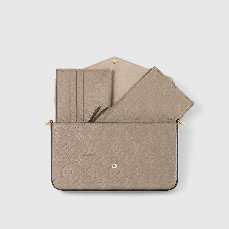 Louis Vuitton Félicie Pochette Handbag Monogram Empreinte Tourterelle Inside view