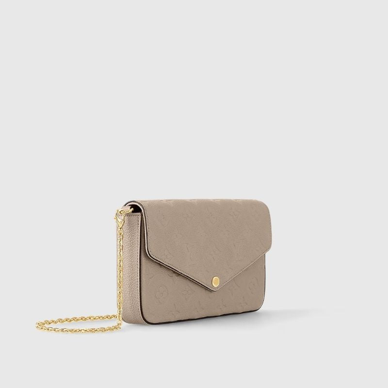 Louis Vuitton Félicie Pochette Handbag Monogram Empreinte Tourterelle Side_view
