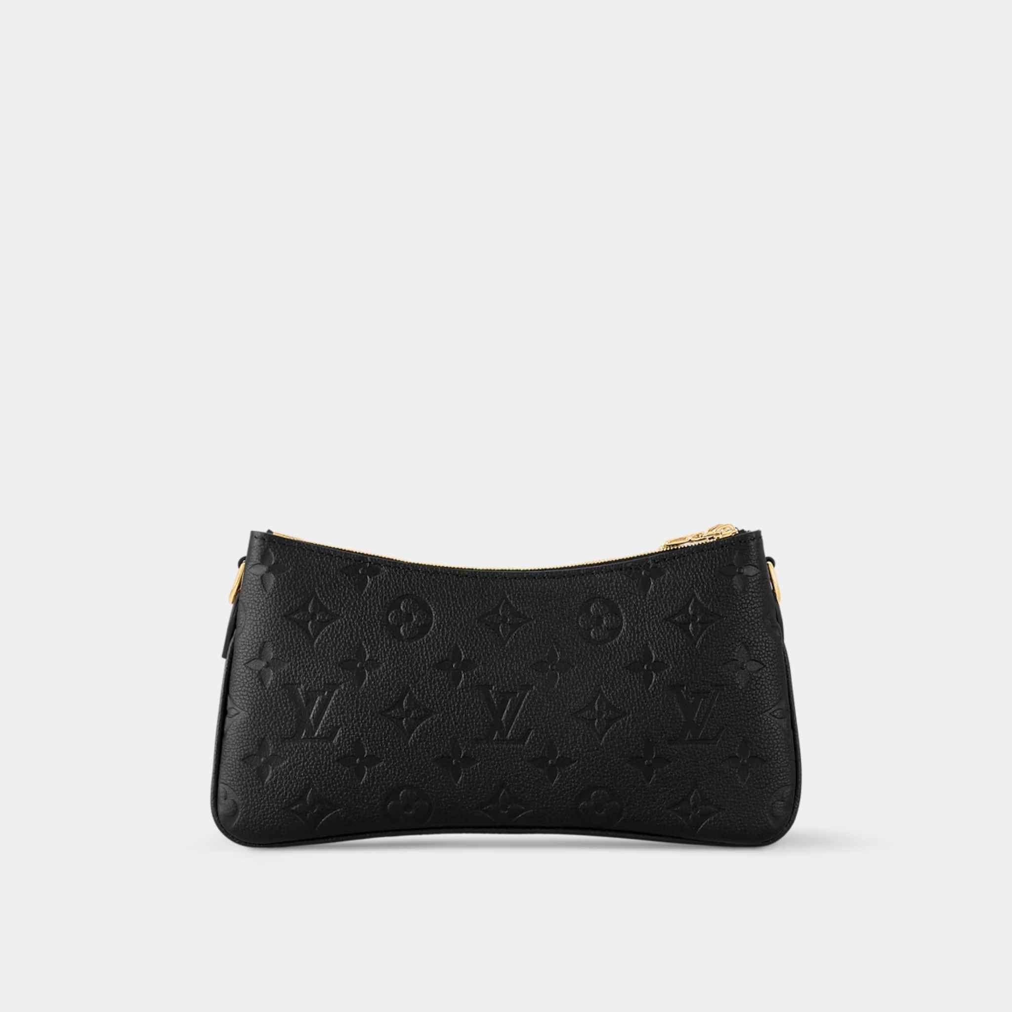 Louis Vuitton Liv Pochette Handbag Monogram Empreinte leather Black and Cognac Behind View