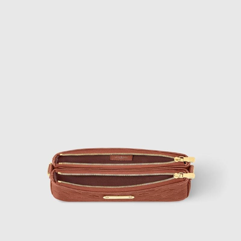 Louis Vuitton Liv Pochette Handbag Monogram Empreinte leather Gold Top View