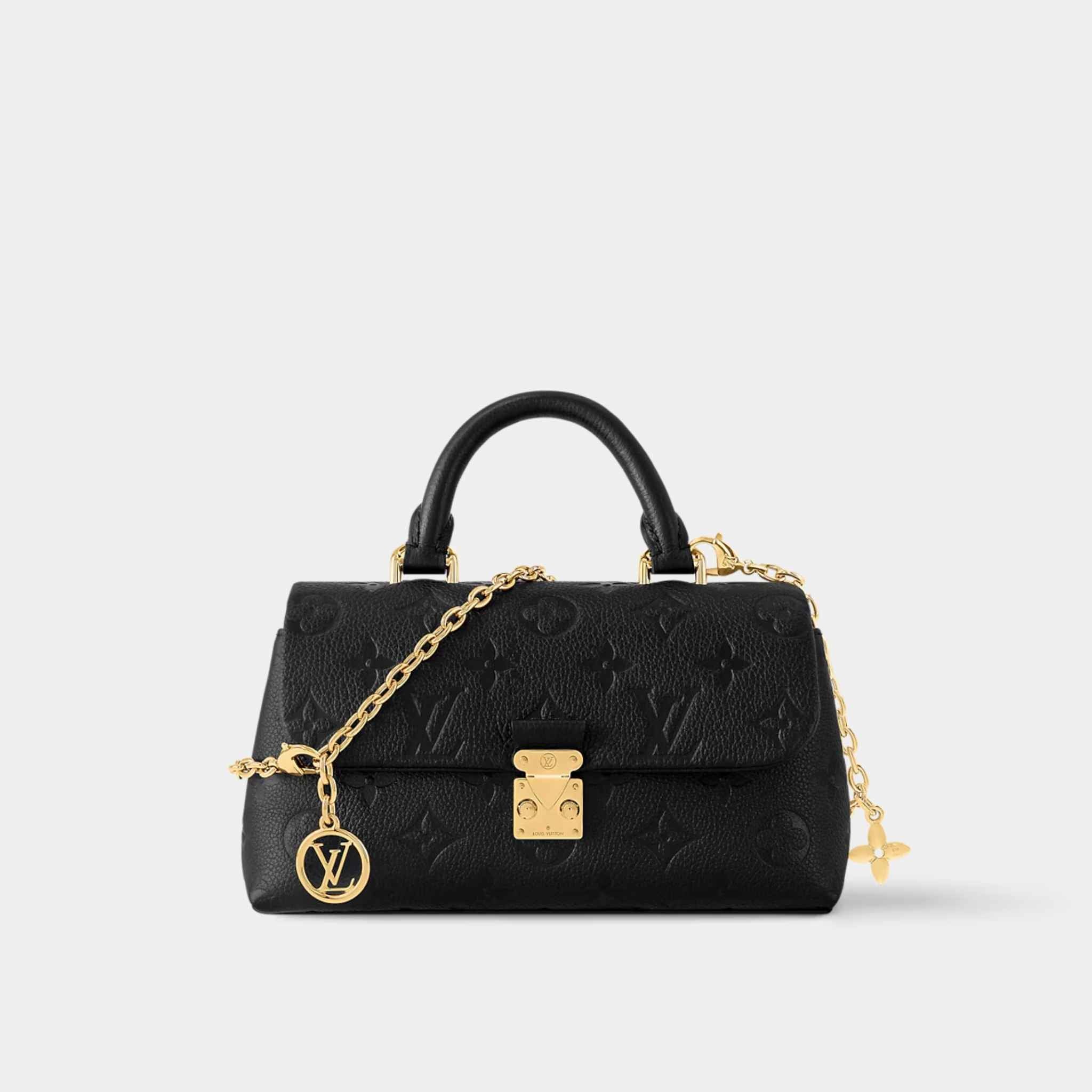 Louis Vuitton Nano Madeleine Handbag Monogram Empreinte Leather Black Front View