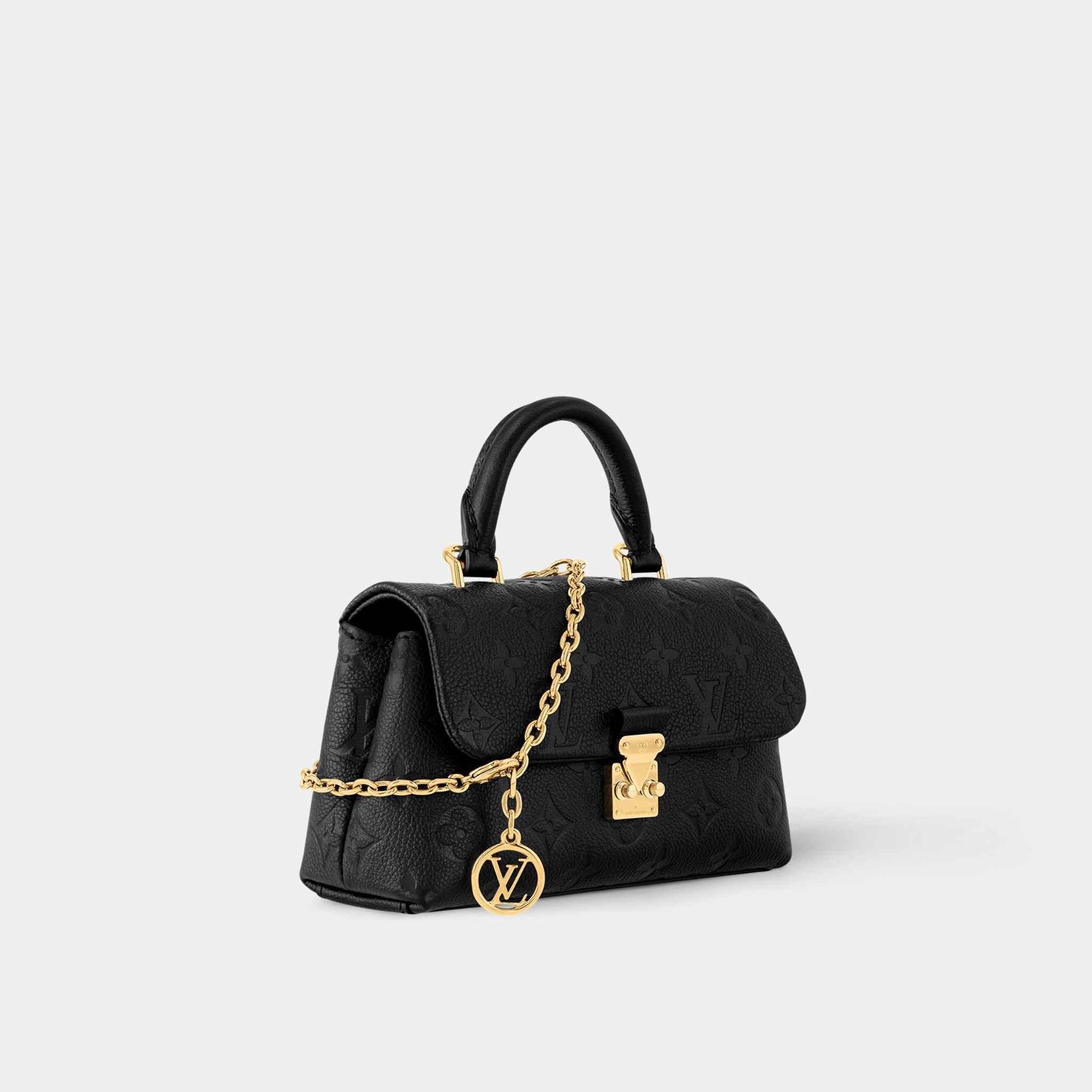 Louis Vuitton Nano Madeleine Handbag Monogram Empreinte Leather Black Side View