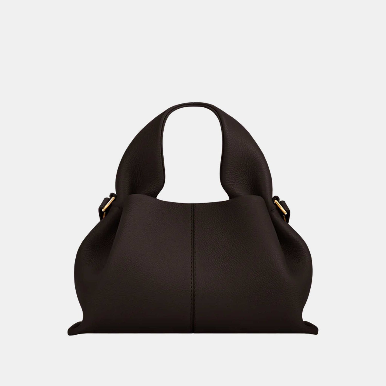Polene Numero Neuf Mini Handbag Textured Ebony Front