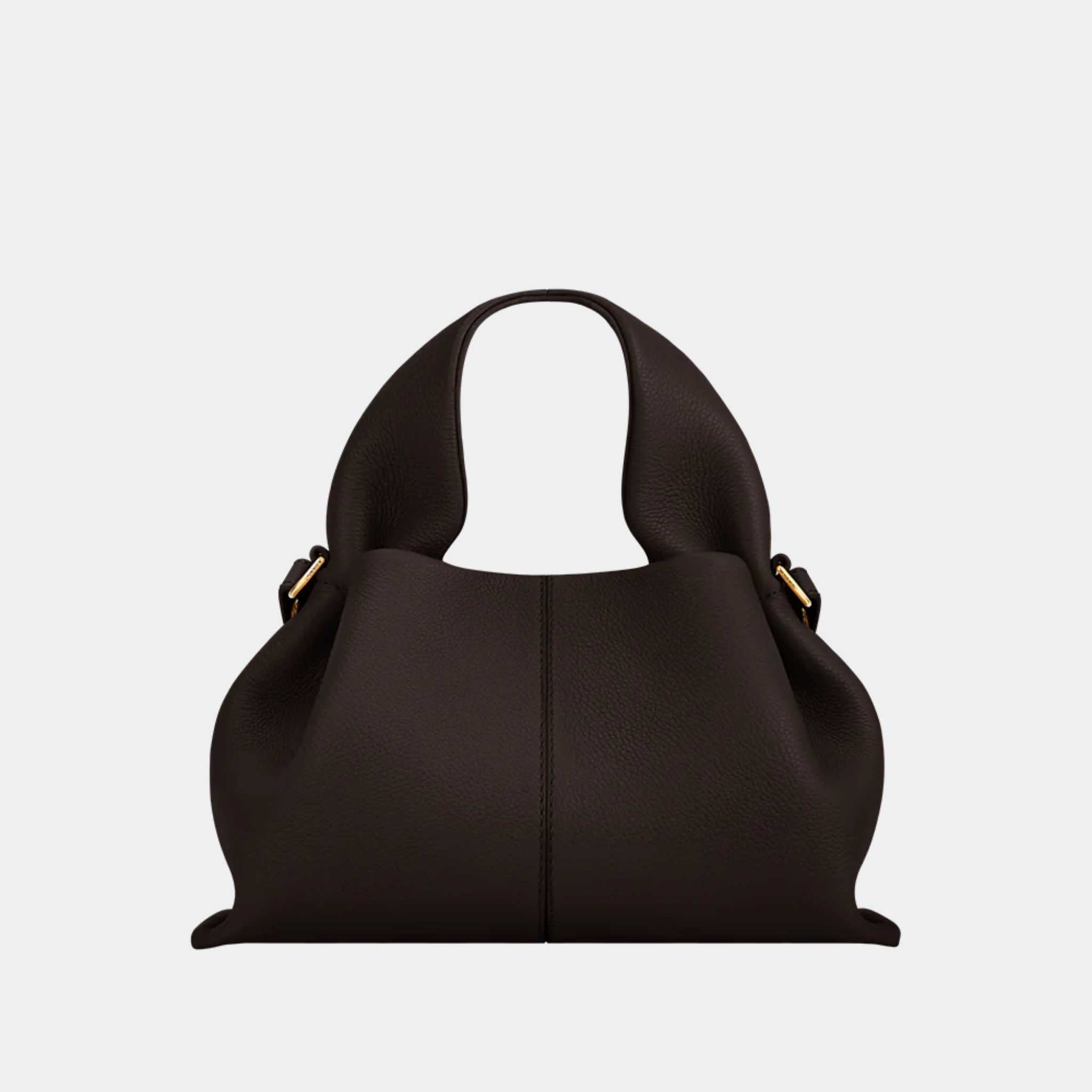 Polene Numero Neuf Mini Handbag Textured Ebony Front