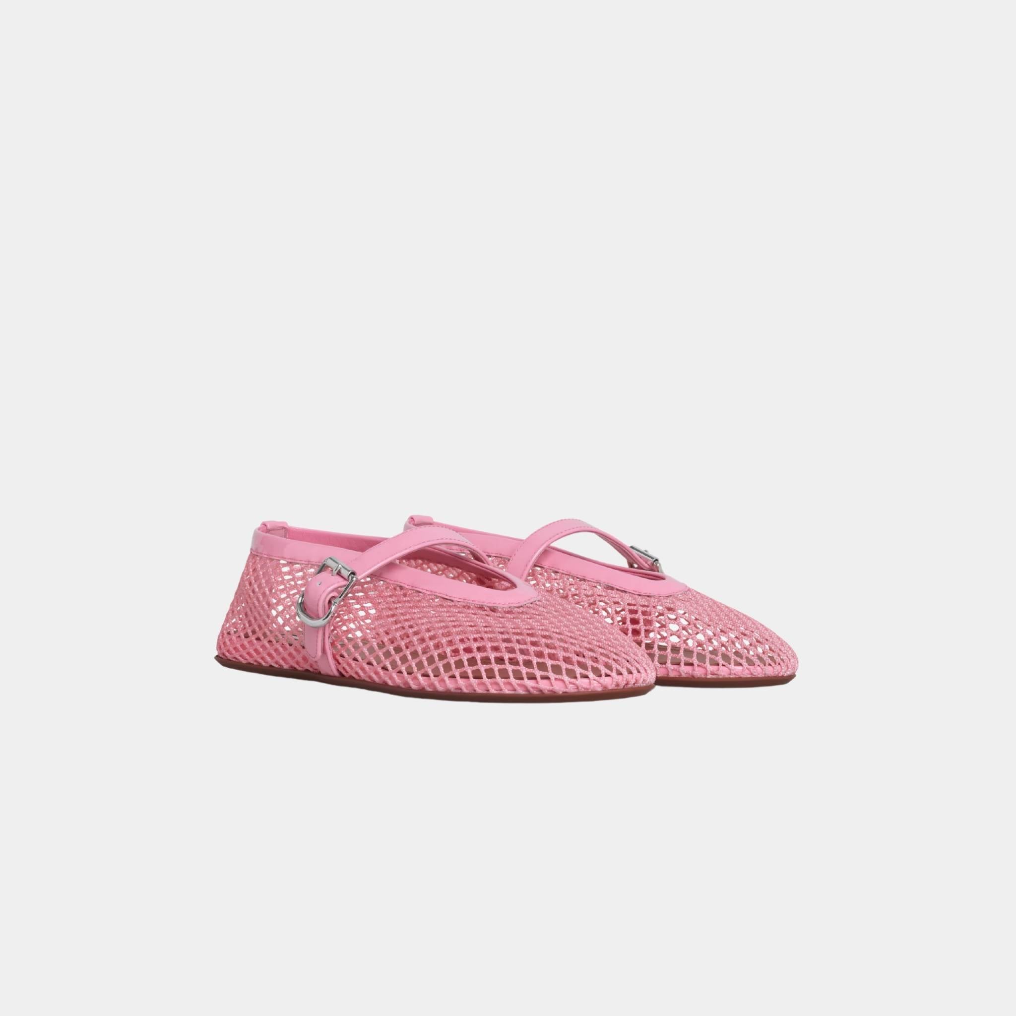 Alaia Ballet Flats In Fishnet, Candy, Front