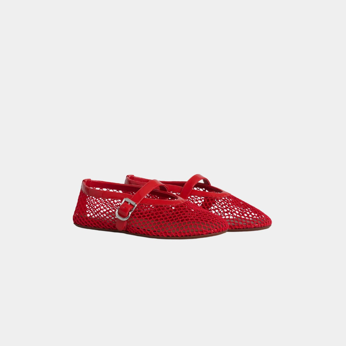 Alaia Ballet Flats In Fishnet, Red, Front