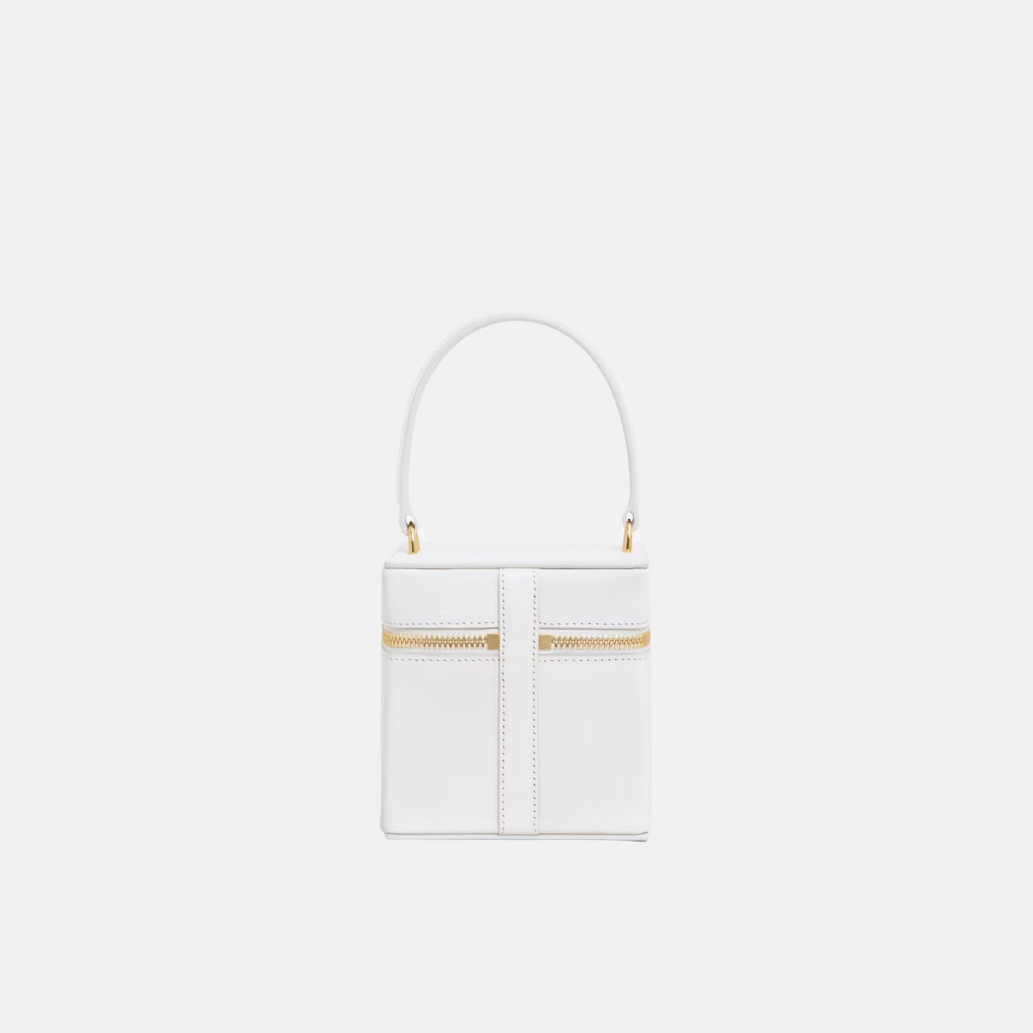 Alaia Cube Vanity Case In Shiny Goatskin, White, Back