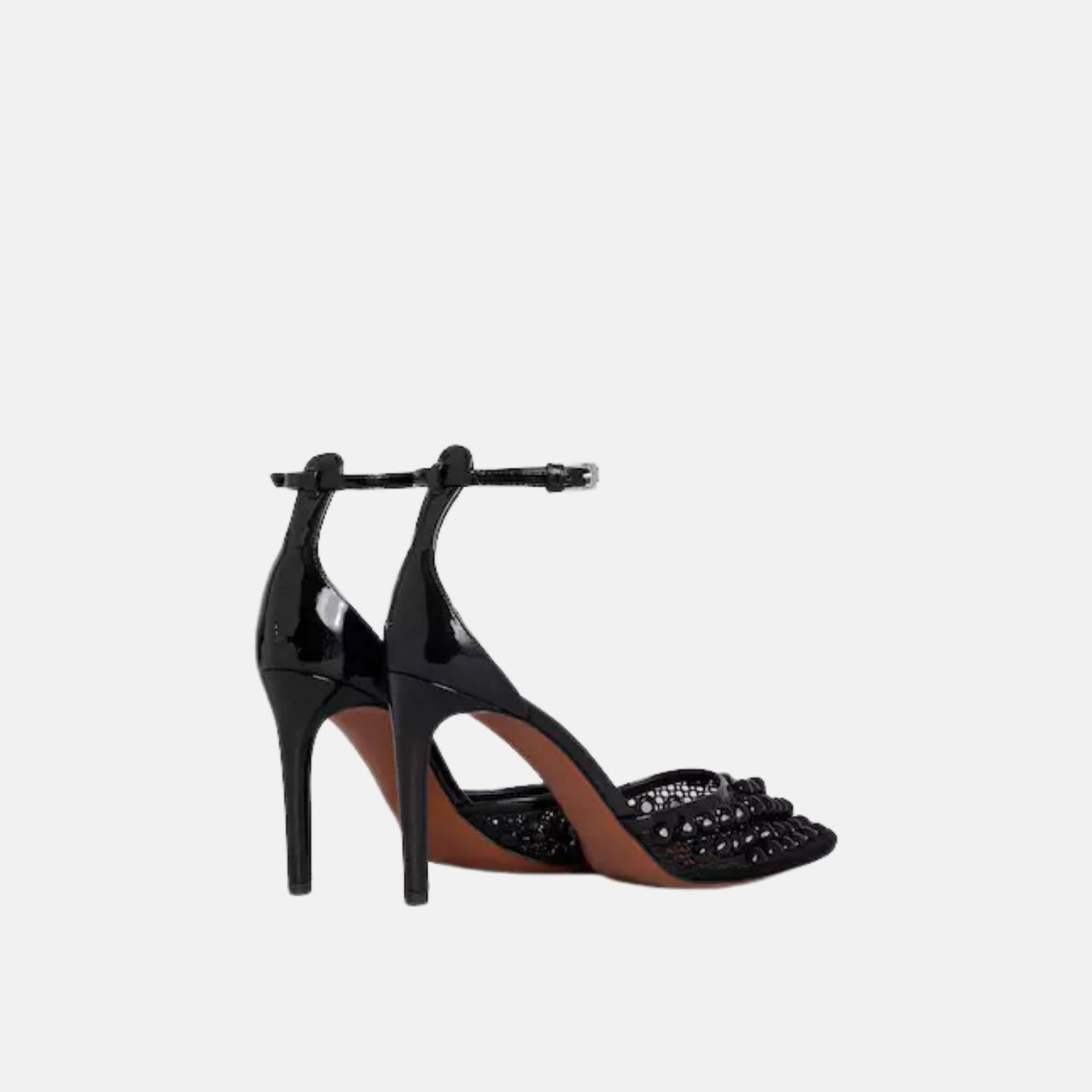 Alaia High Fishnet Pumps With Studs, Black, Side
