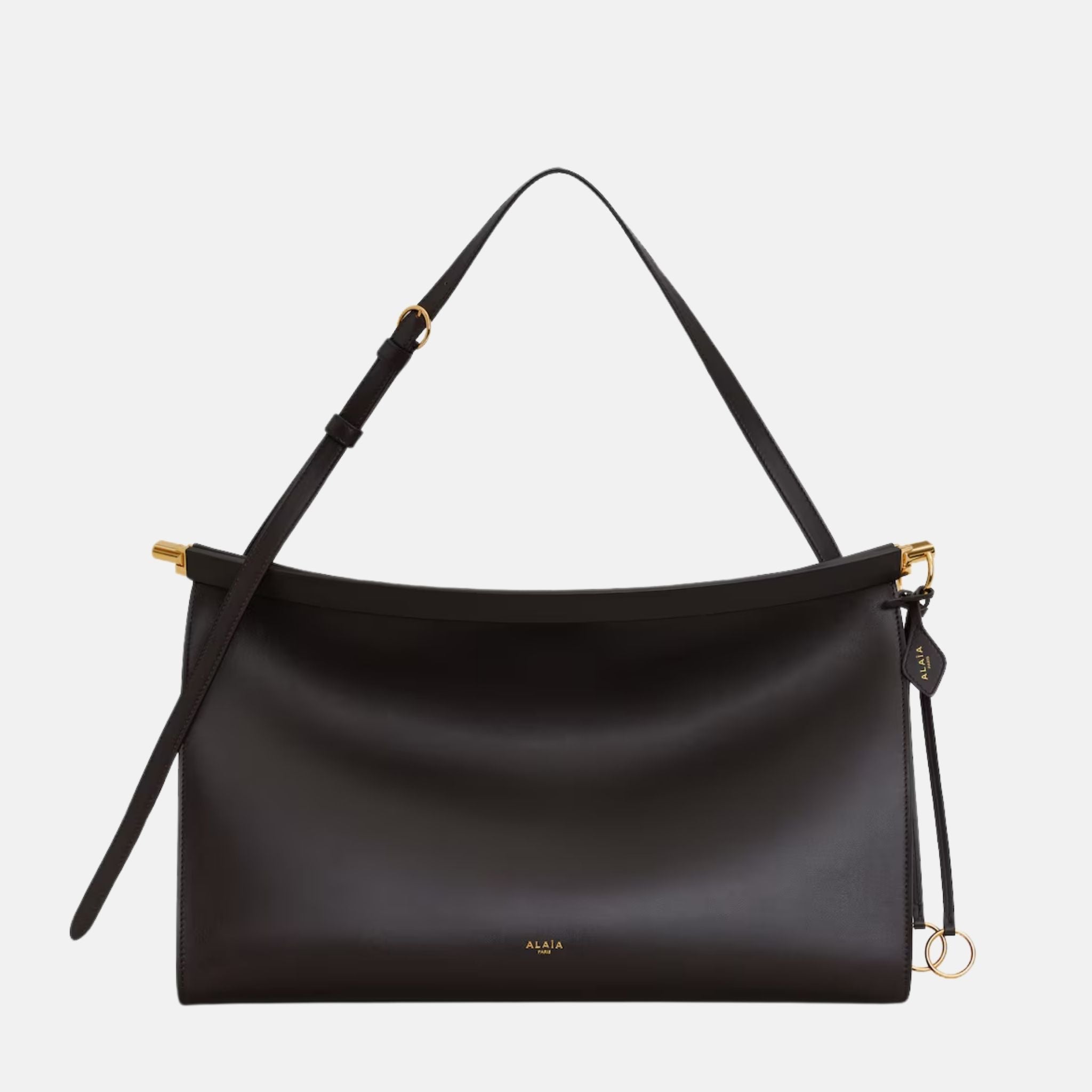 Alaia Le Click East West Large Bag In Leather, Brown, Front