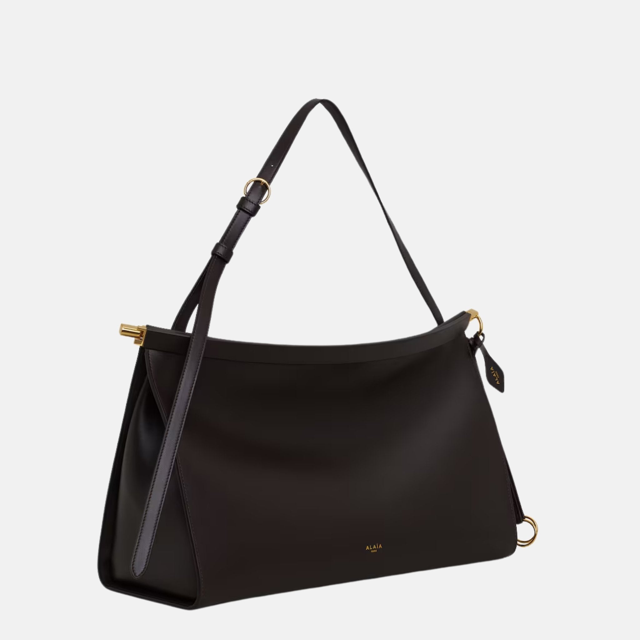 Alaia Le Click East West Large Bag In Leather, Brown, Side