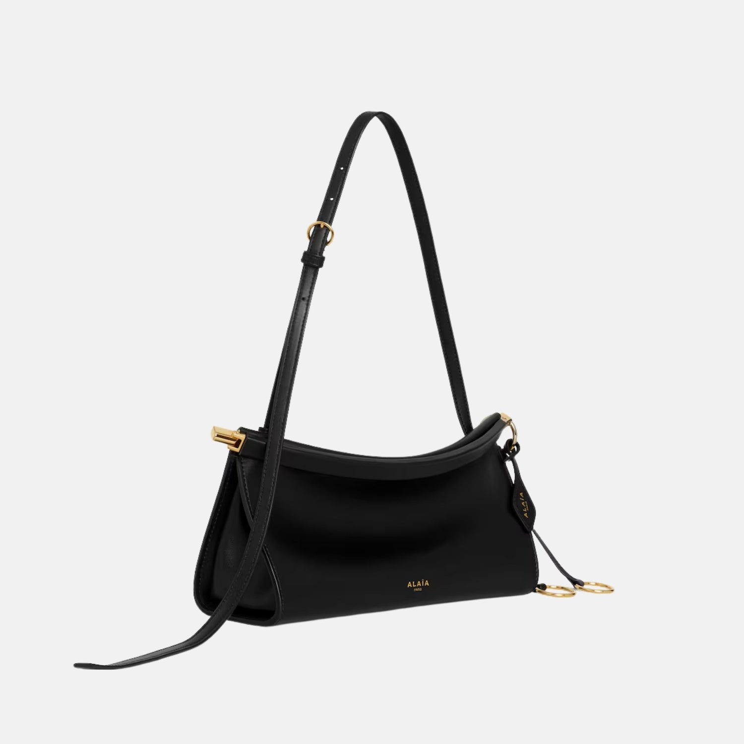 Alaia Le Click East West Small Leather Bag, Black, Side