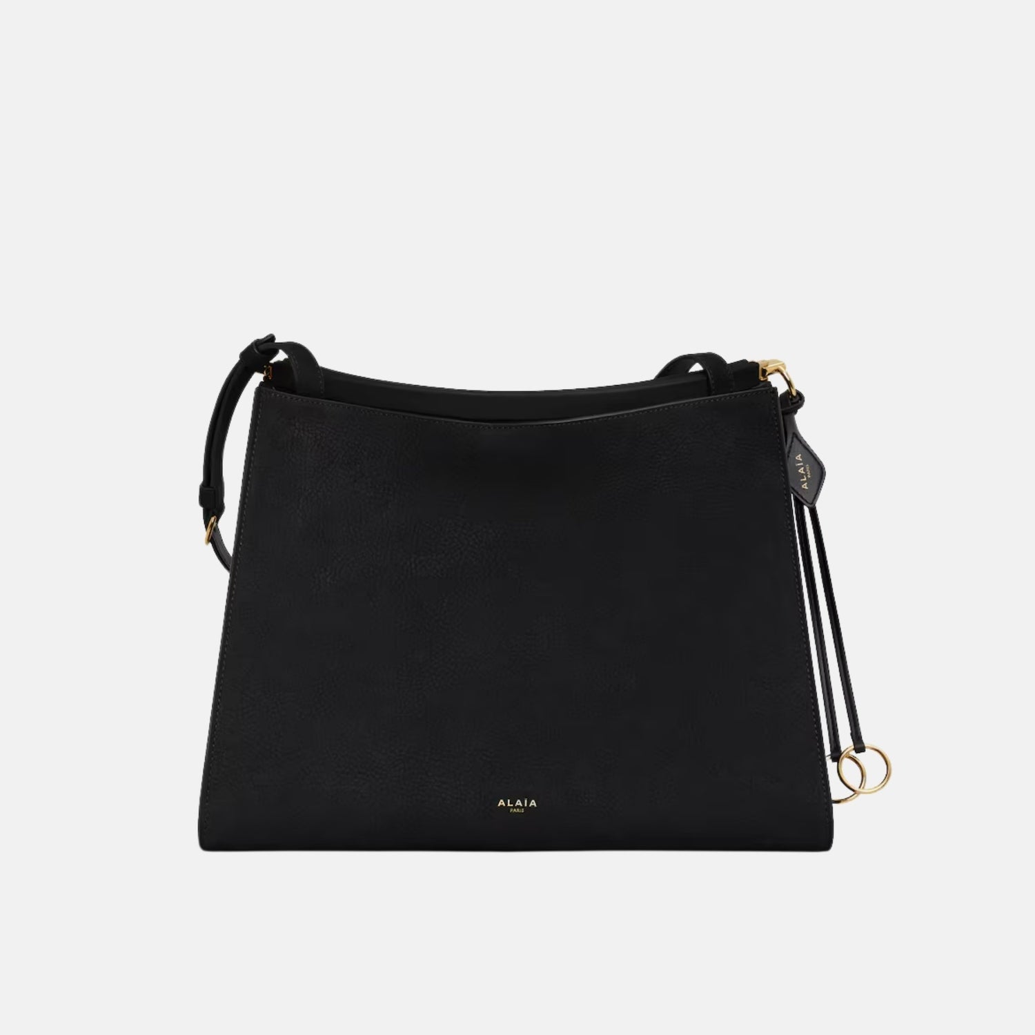 Alaia Le Click Medium Square Bag In Nubuck, Black, Front