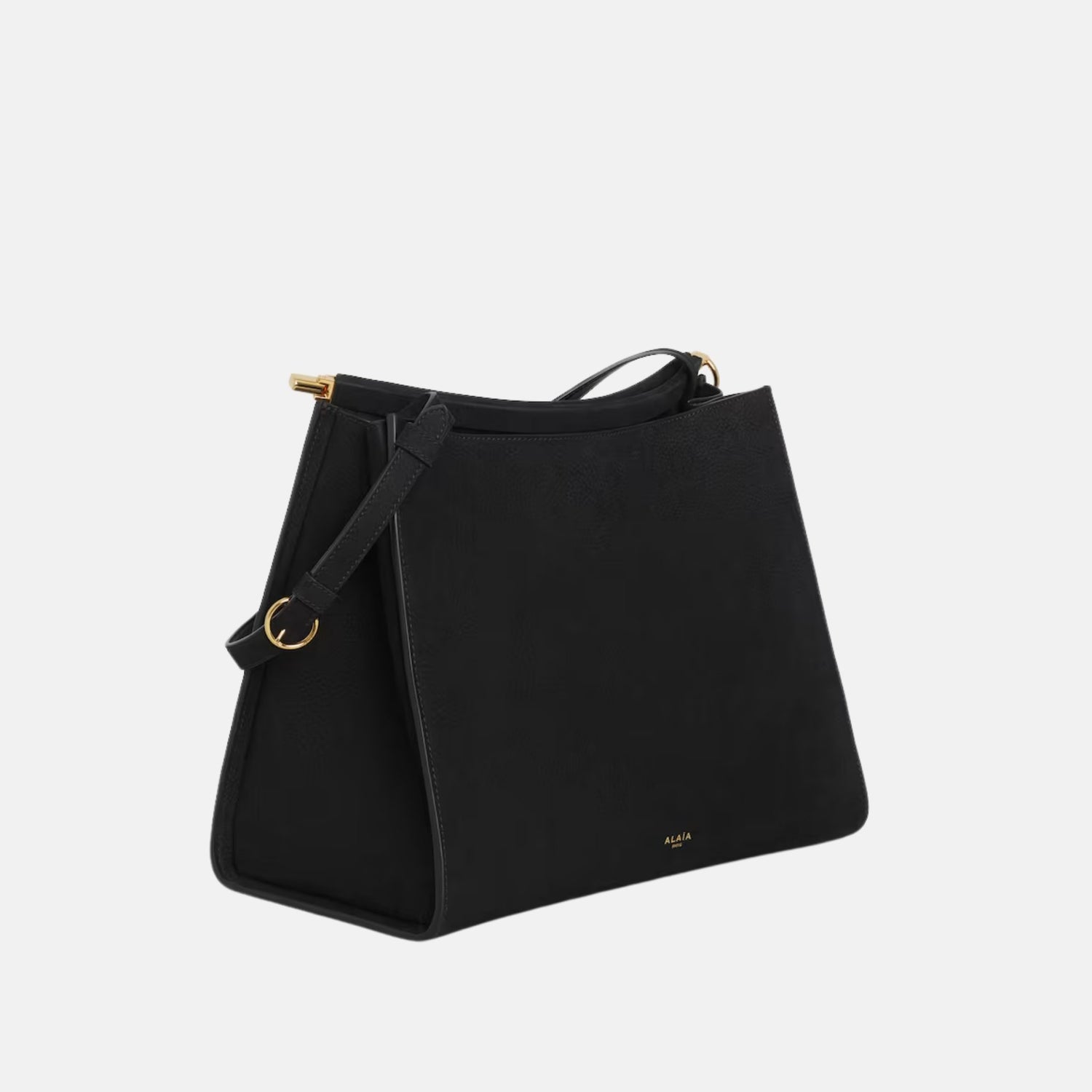 Alaia Le Click Medium Square Bag In Nubuck, Black, Side