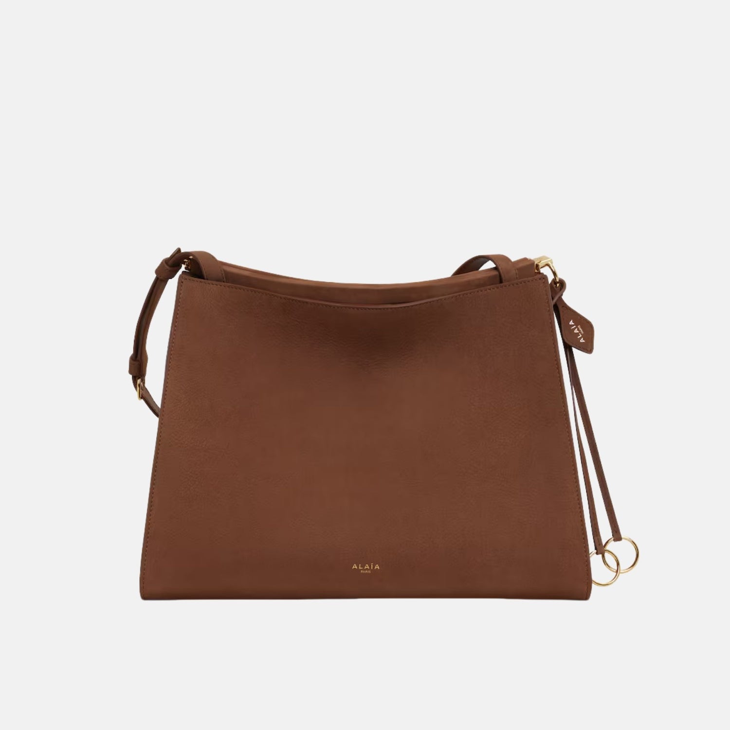 Alaia Le Click Medium Square Bag In Nubuck, Brown, Front