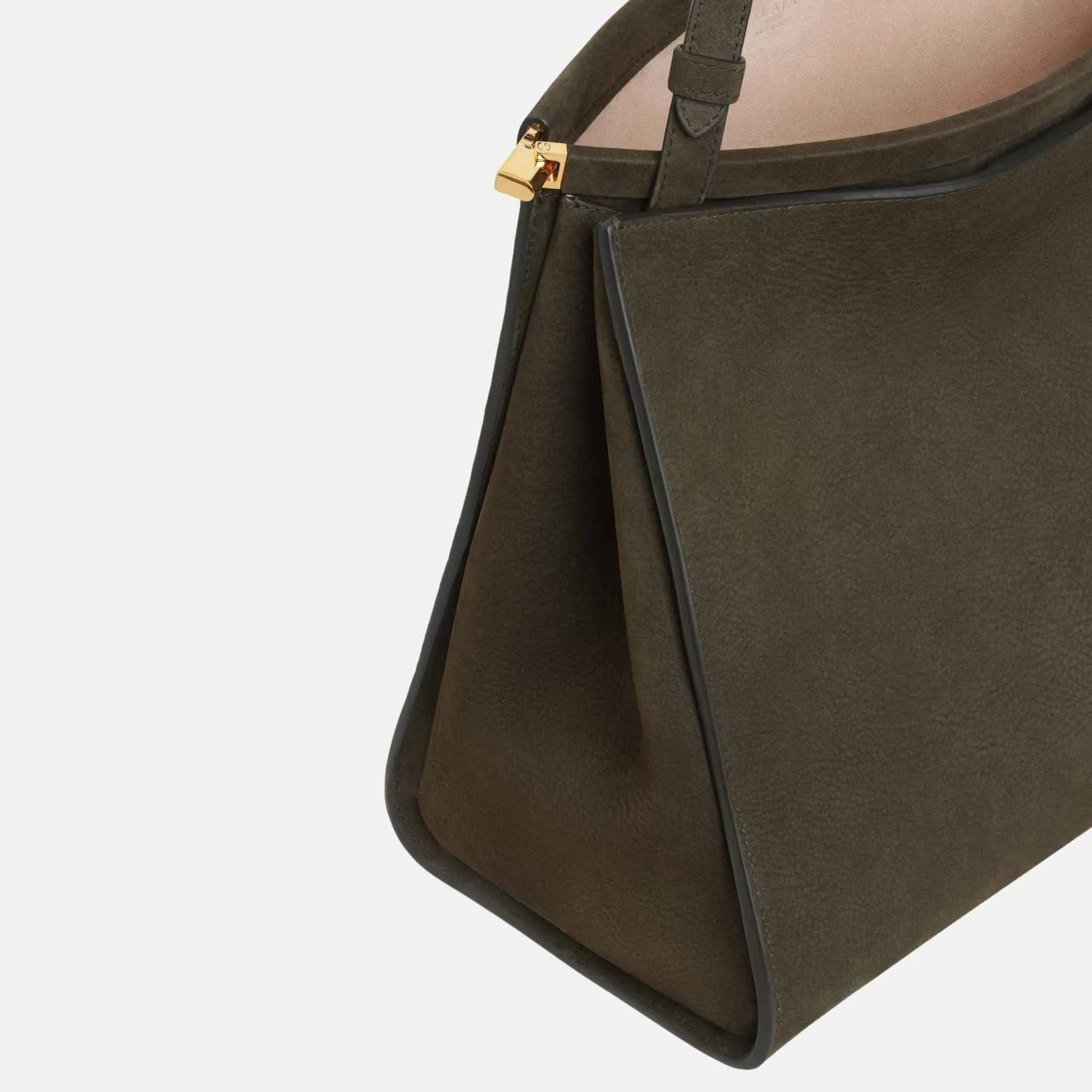 Alaia Le Click Medium Square Bag In Nubuck, Khaki, Inside