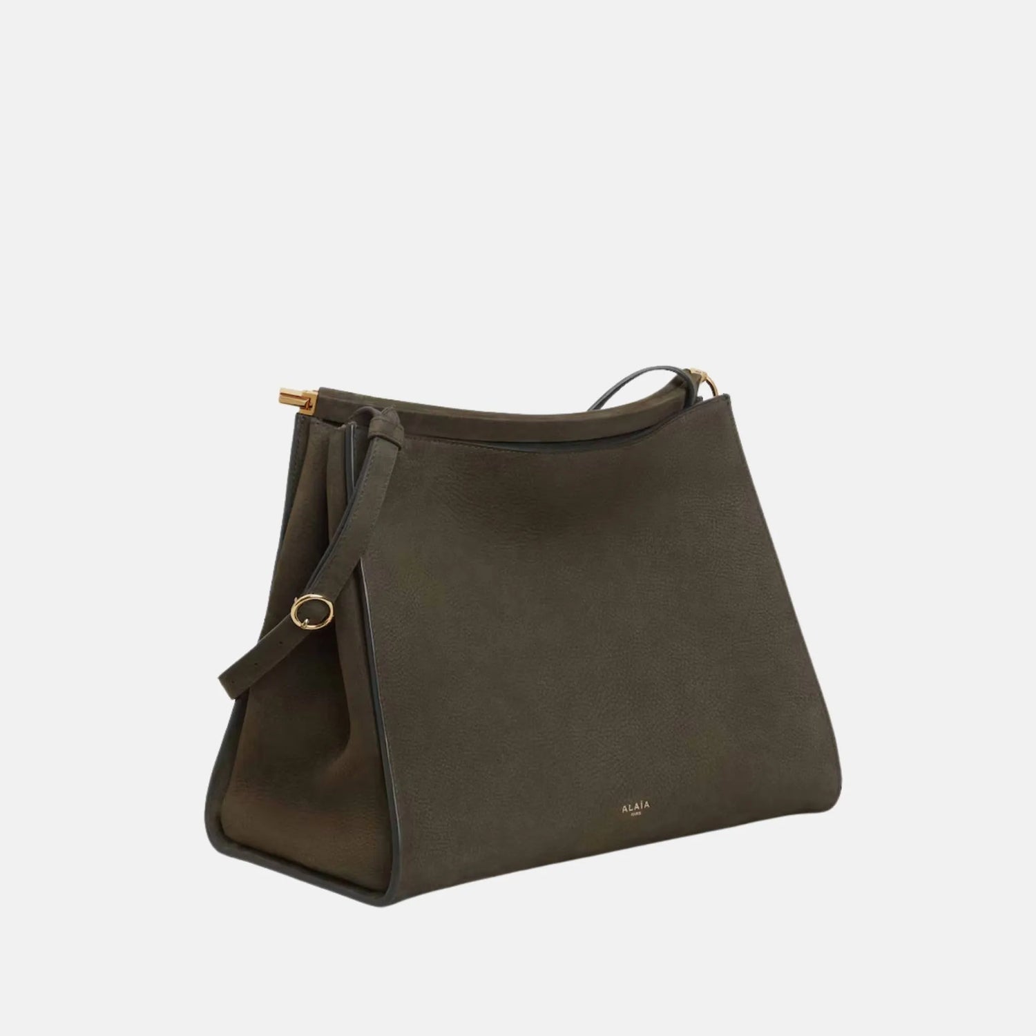 Alaia Le Click Medium Square Bag In Nubuck, Khaki, Side