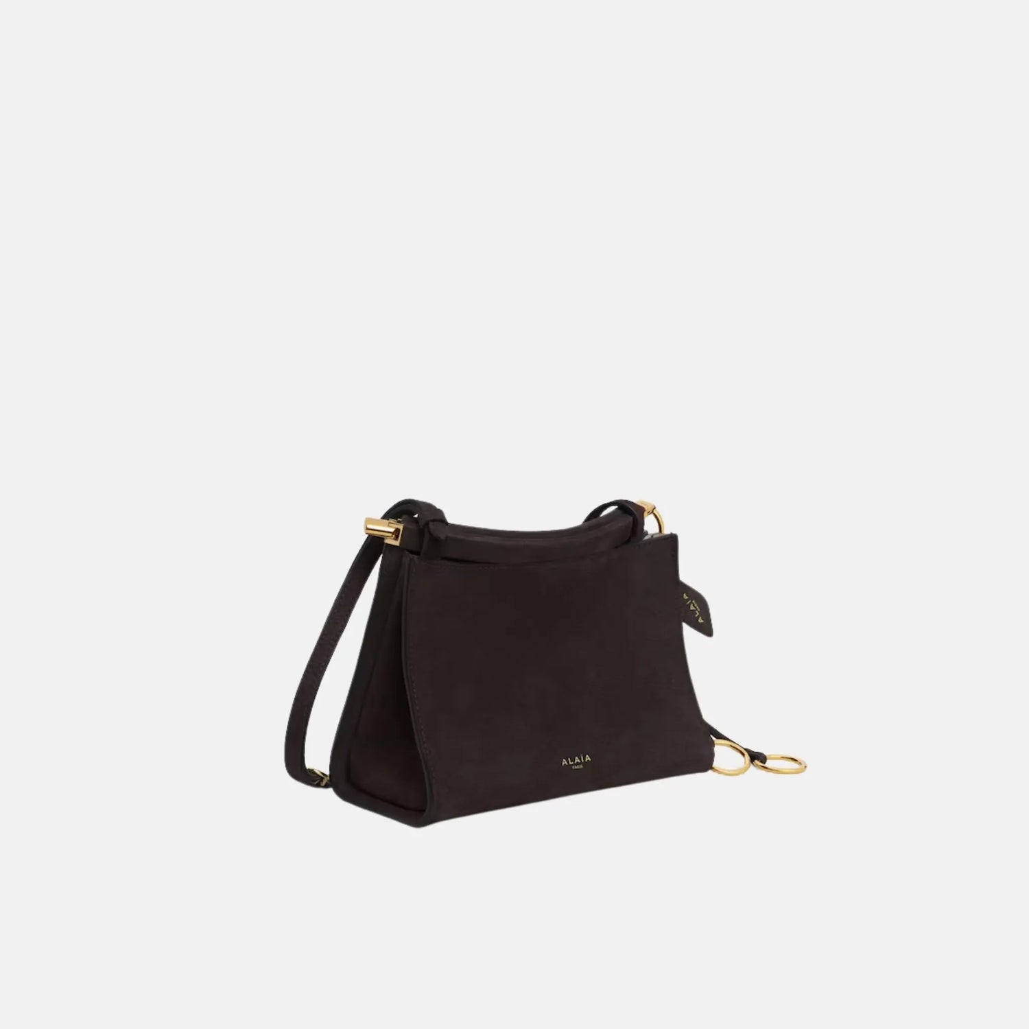 Alaia Le Click Small Square Bag in Nubuck, Brown, Side