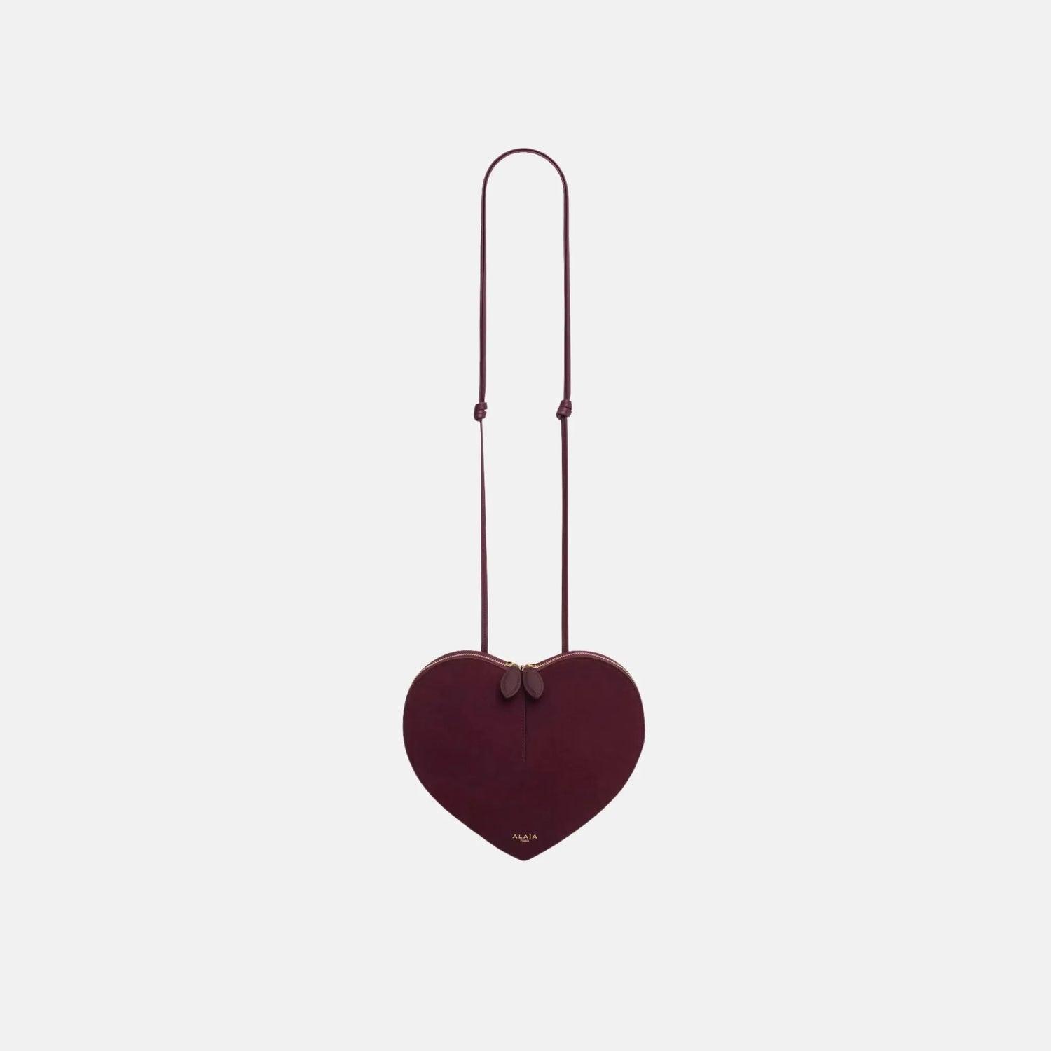 Alaia Le Coeur Bag in Bi Material Leather, Garnet Red, Front