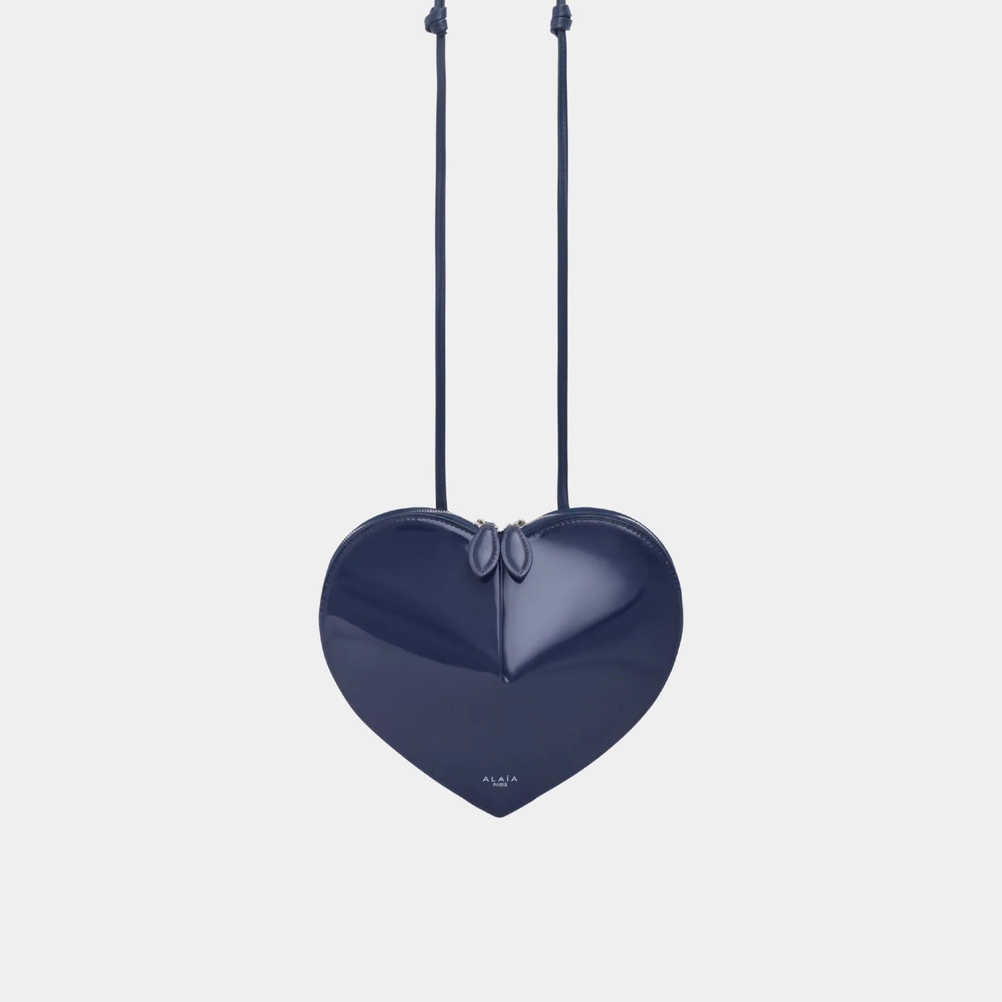 Alaïa Le Cœur Bag in Calfskin, Dark Blue, Front