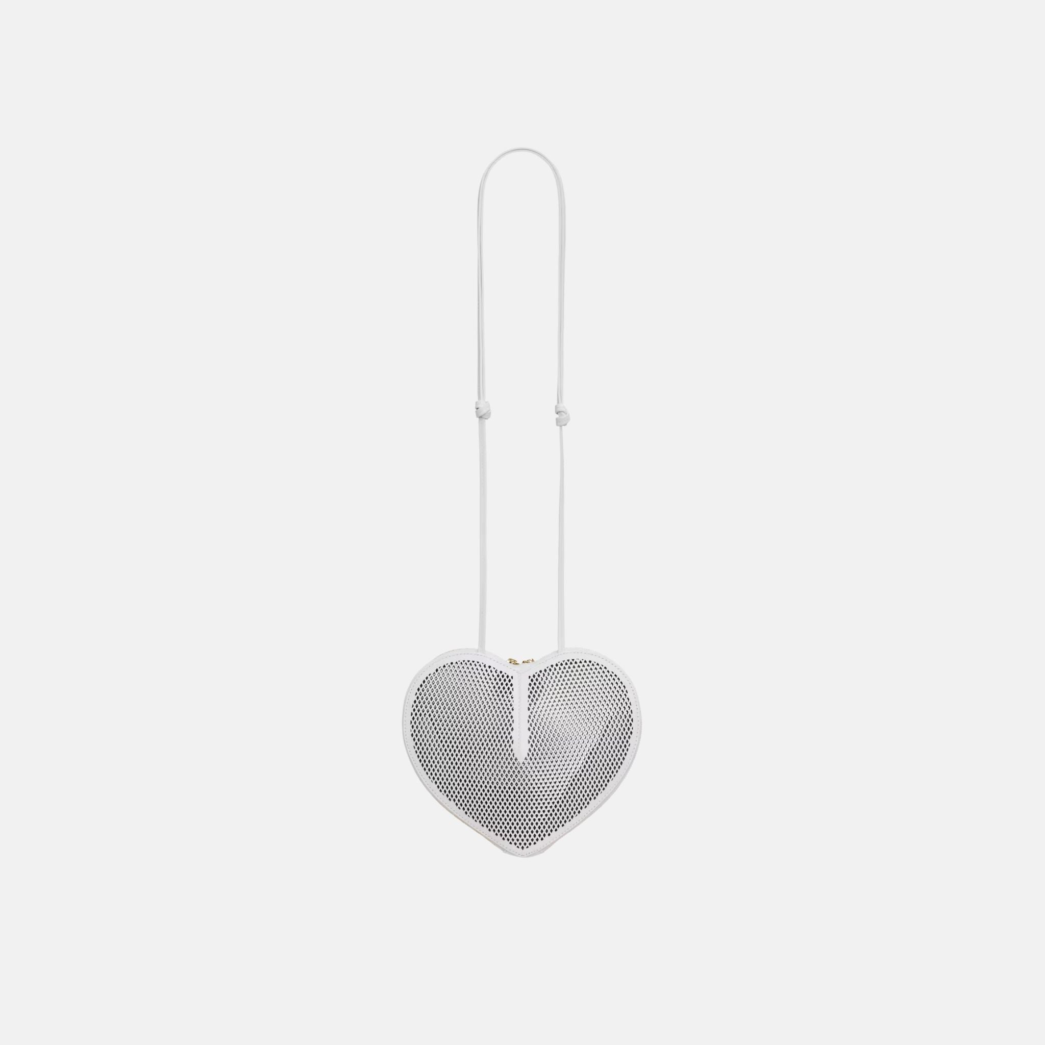 Alaia Le Coeur Bag In Perforated Leather, White, Back