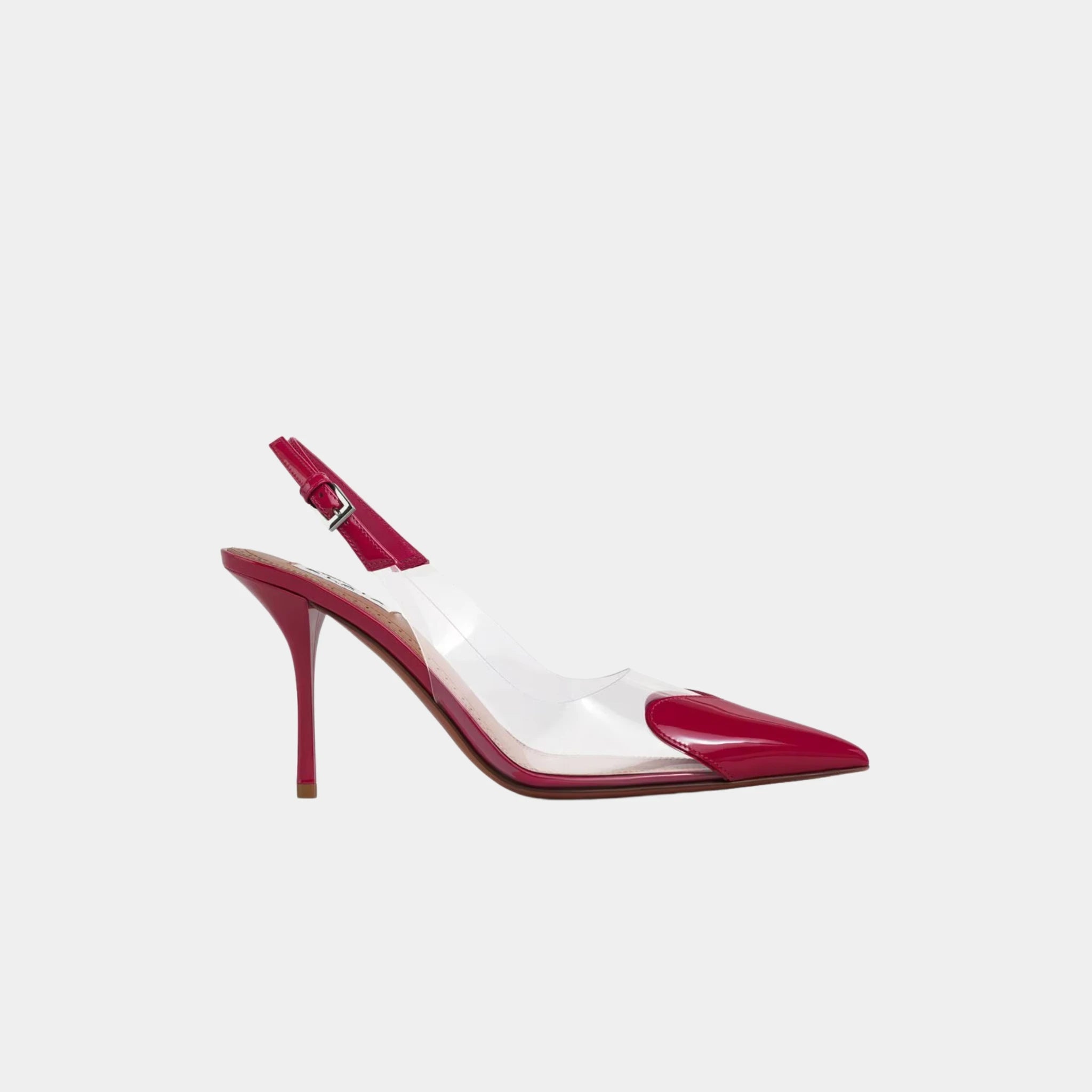 Alaia Le Coeur Slingbacks In Patent Lambskin, Raspberry, Side
