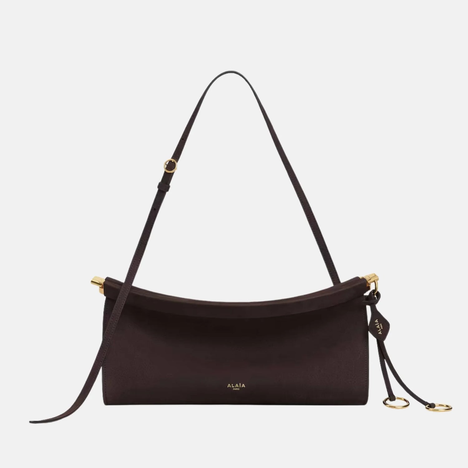 Alaia Le Teckel Clutch in Leopard Pony Leather, Dark Brown, Front