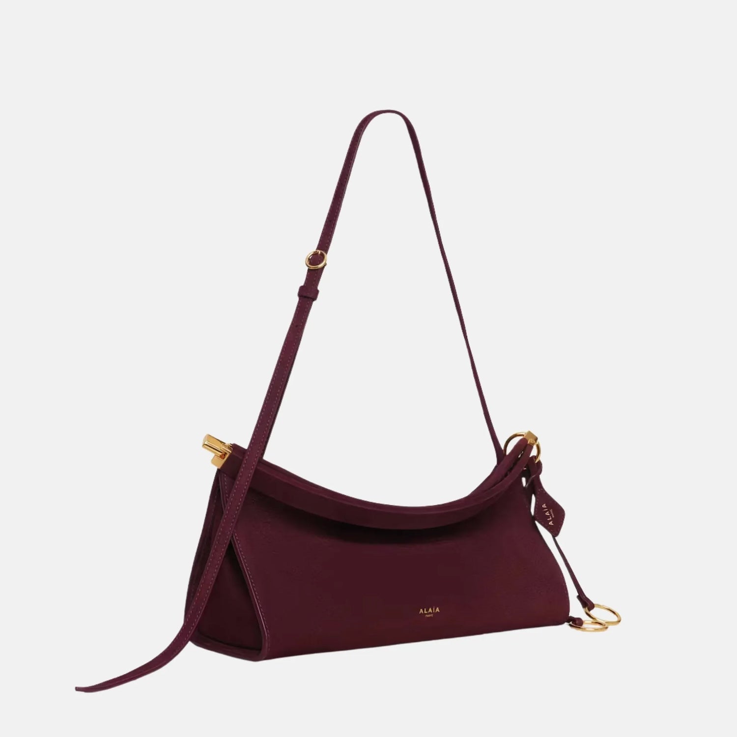 Alaia Le Teckel Clutch in Leopard Pony Leather, Garnet Red, Side