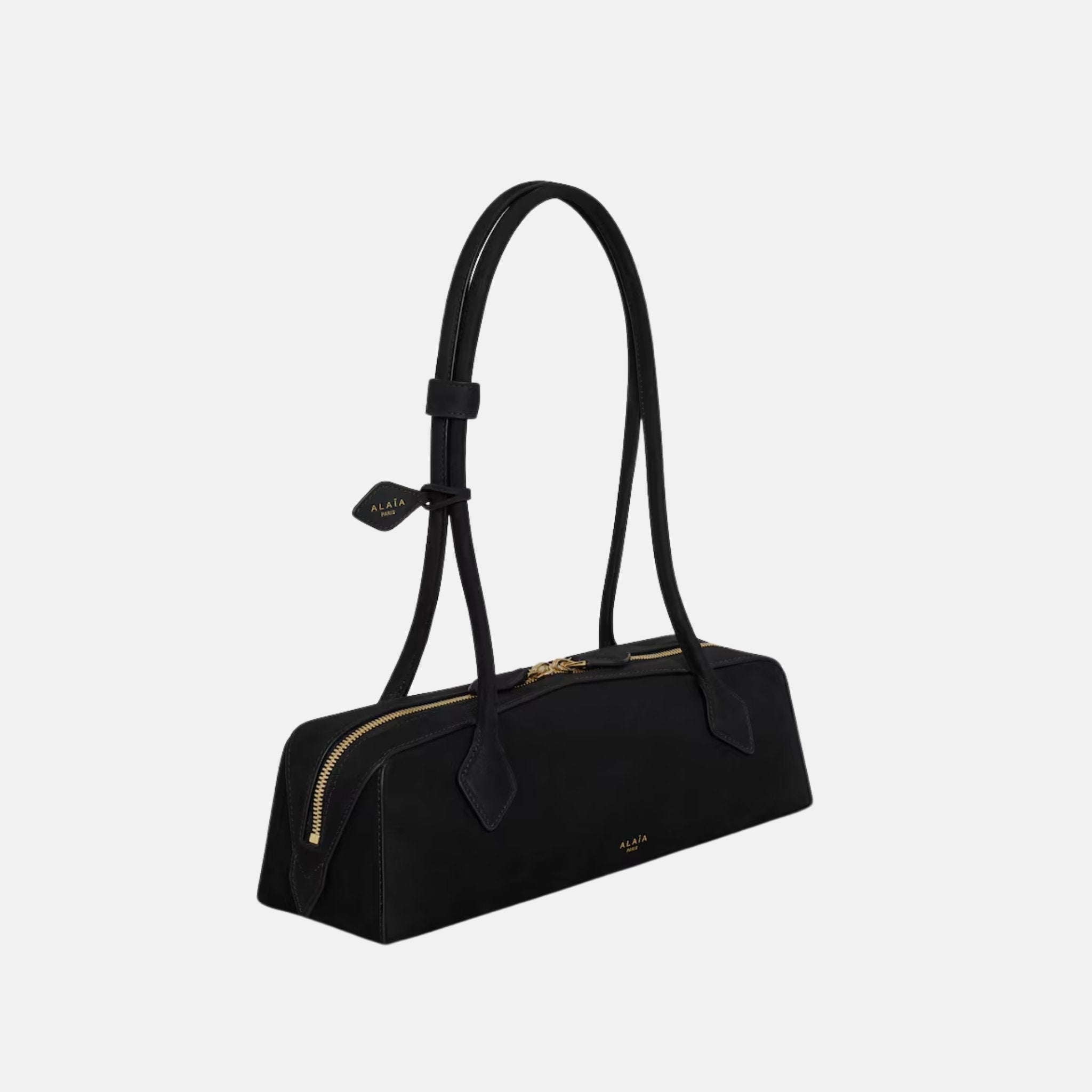 Alaia Le Teckel Medium Bag In Nubuck, Black, Side