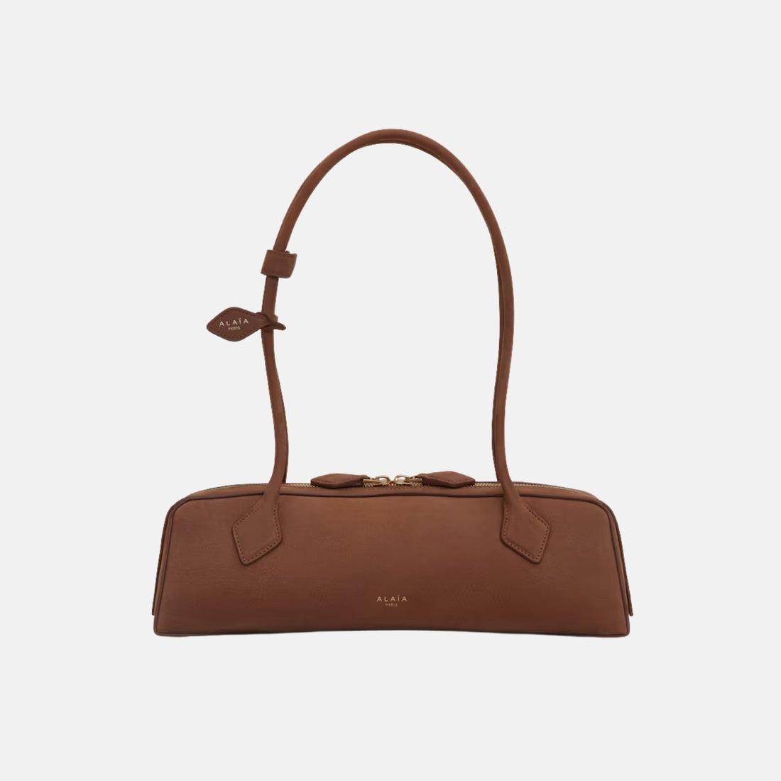Alaia Le Teckel Medium Bag In Nubuck, Brown, Front