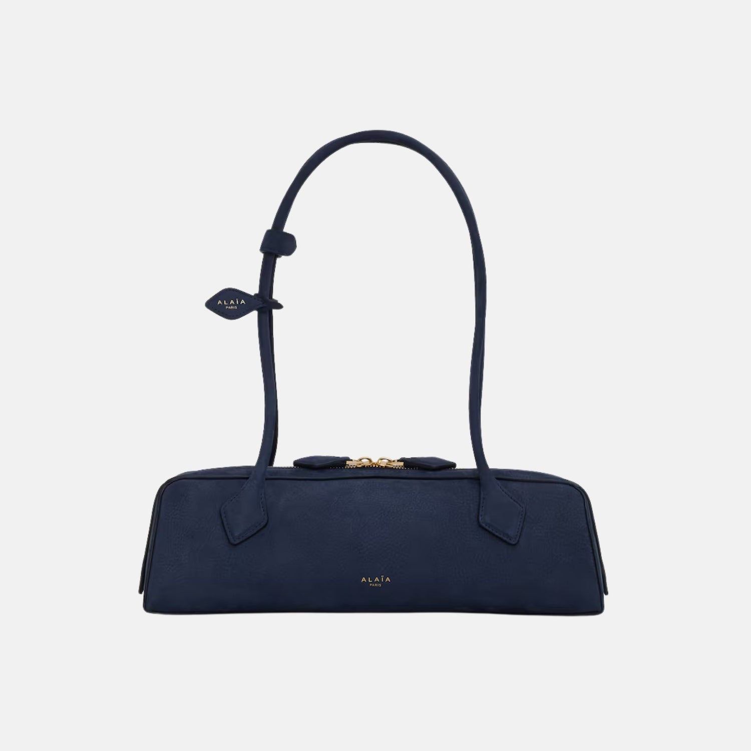 Alaia Le Teckel Medium Bag In Nubuck, Dark Blue, Front