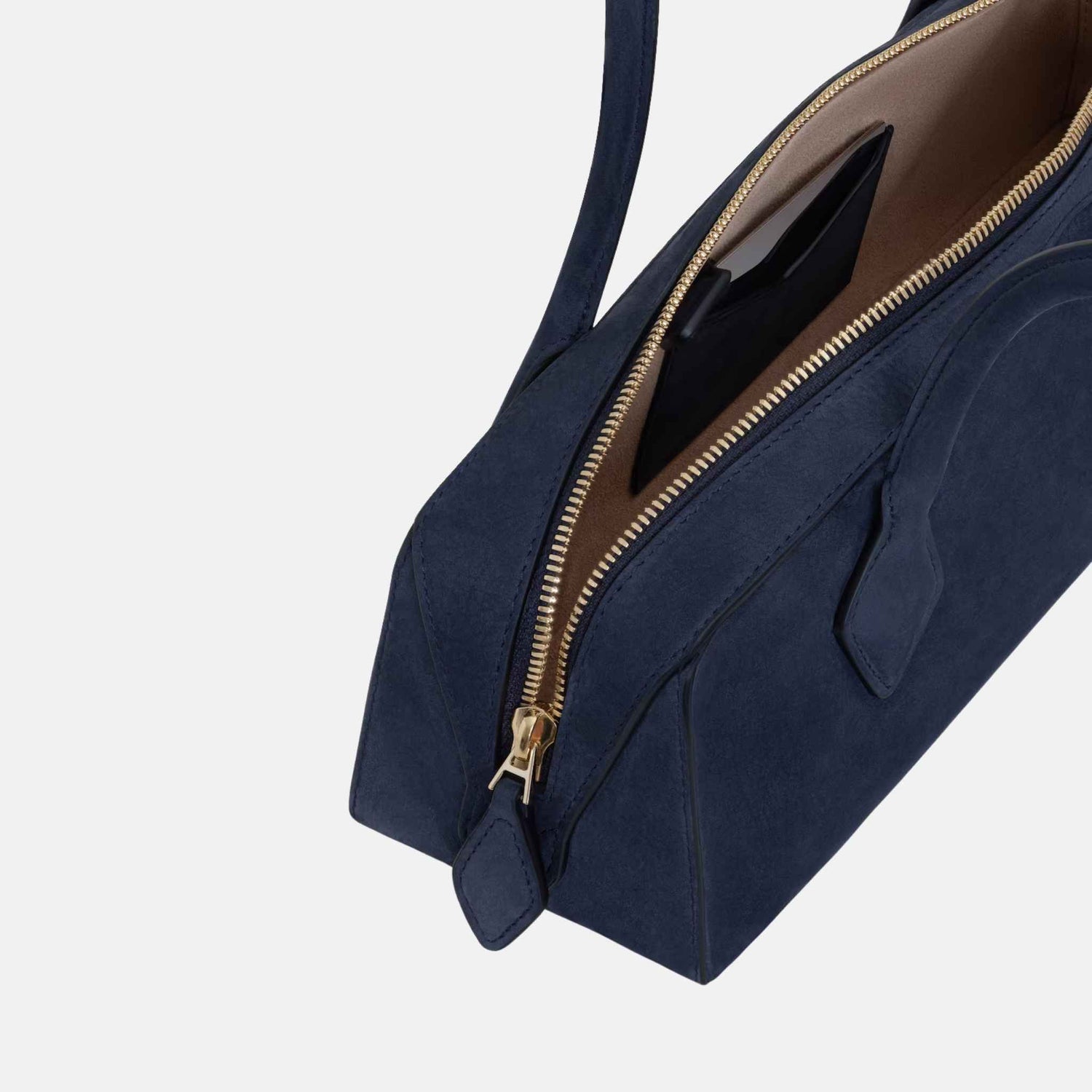 Alaia Le Teckel Medium Bag In Nubuck, Dark Blue, Inside