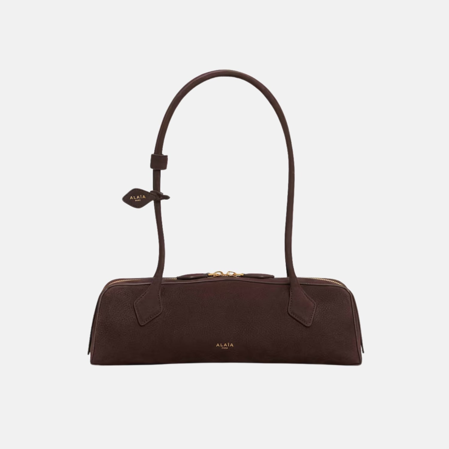 Alaia Le Teckel Medium Bag In Nubuck, Golden Brown, Front