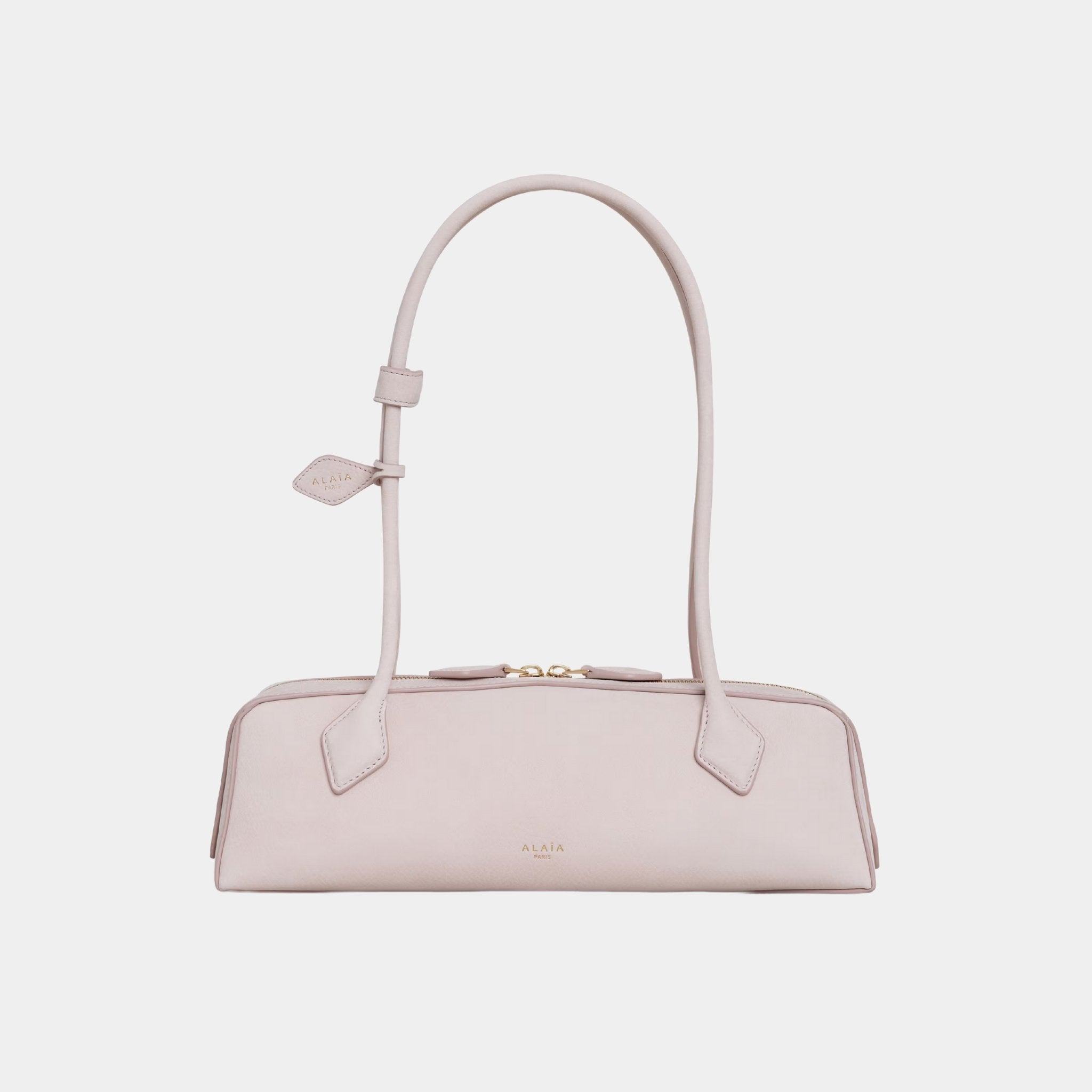 Alaia Le Teckel Medium Bag in Nubuk Calfskin, Beige Powder, Front