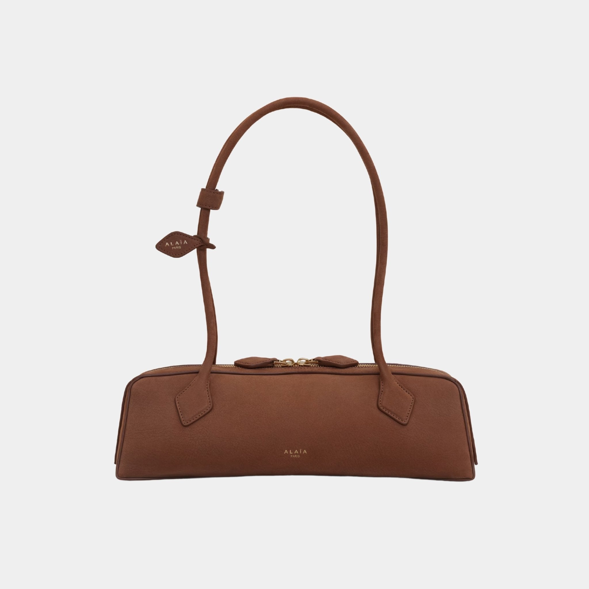 Alaia Le Teckel Medium Bag in Nubuk Calfskin, Brown, Front