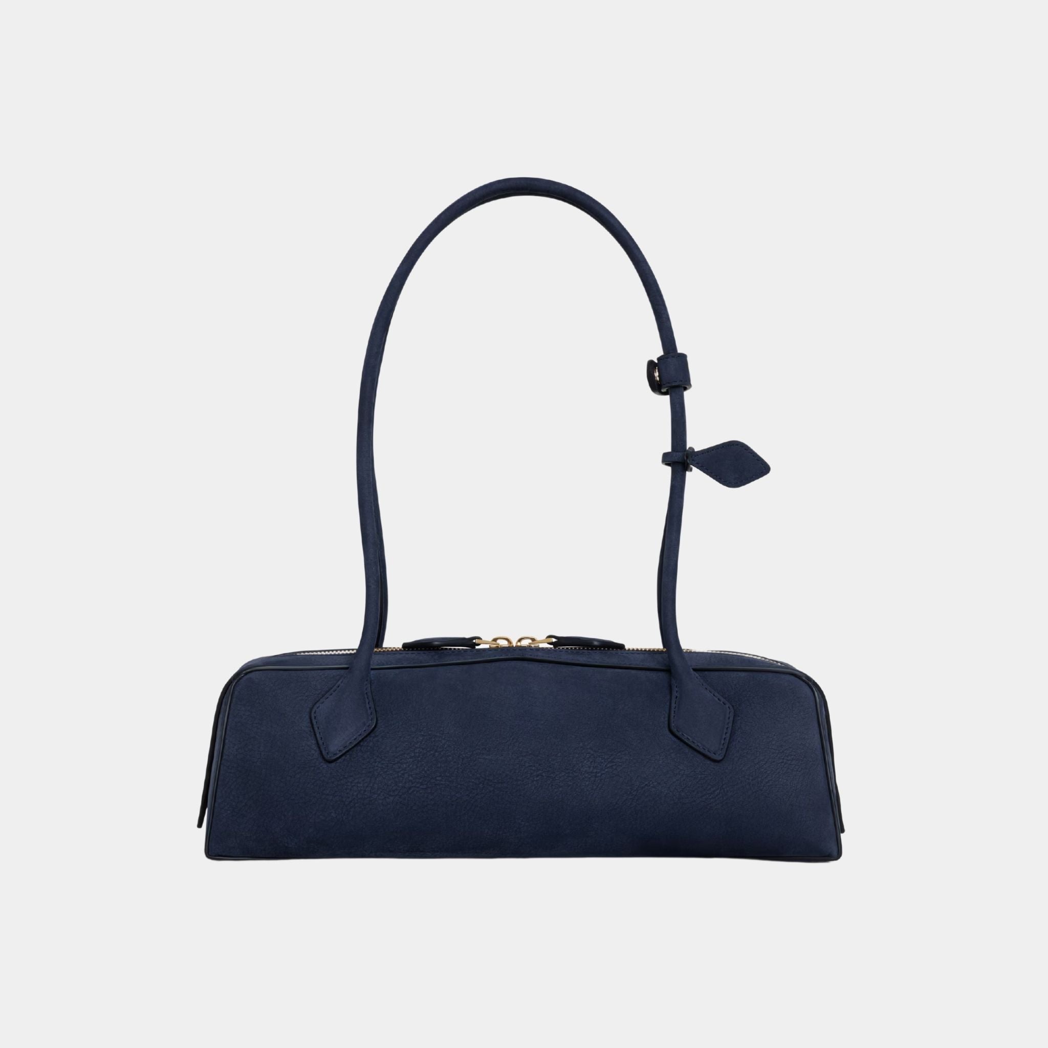 Alaia Le Teckel Medium Bag in Nubuk Calfskin, Dark Blue, Back