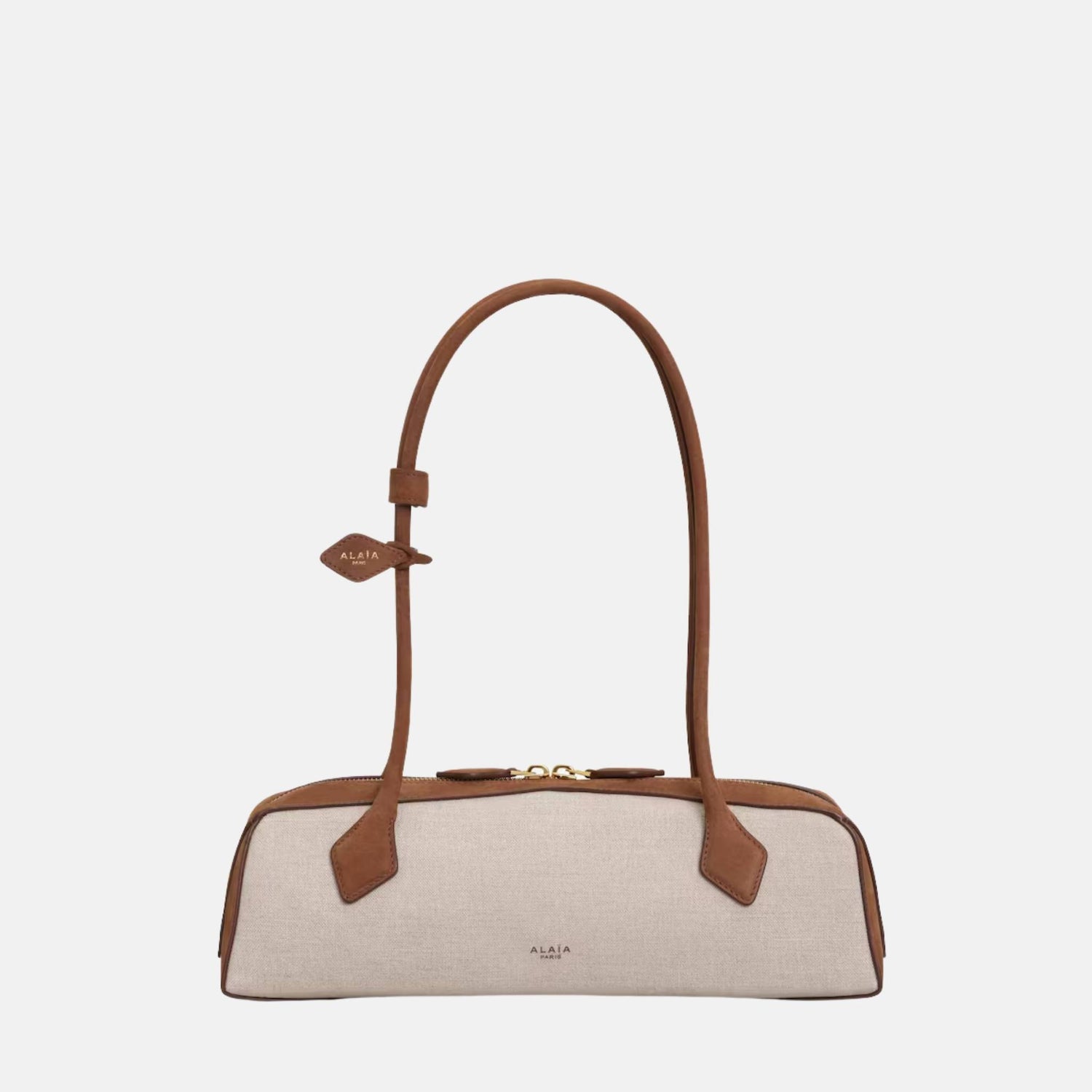 Alaia Le Teckel Medium Canvas and Nubuck Bag, Umbrella, Front