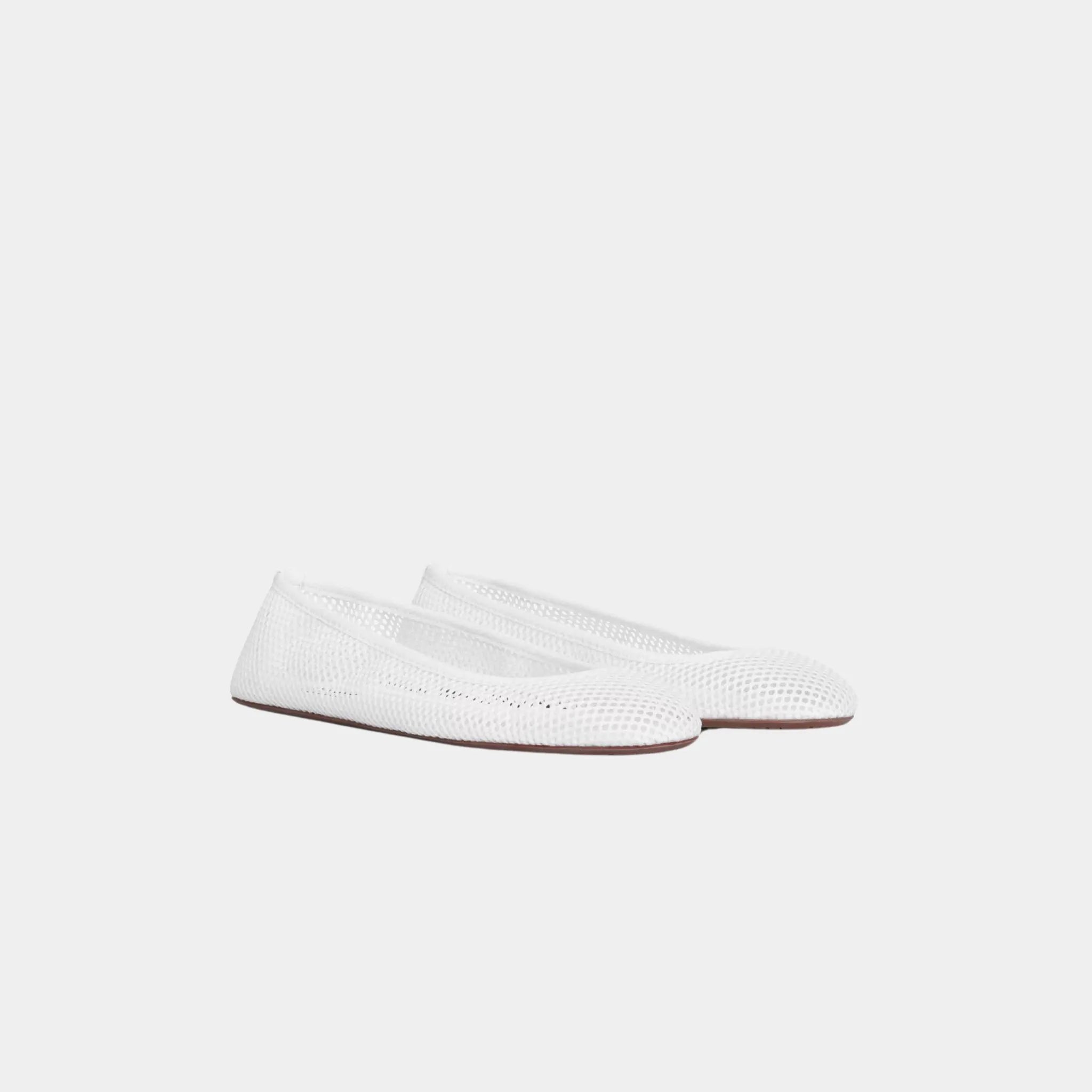 Alaia Low Vamp Ballet Flats in Fishnet, White, Front