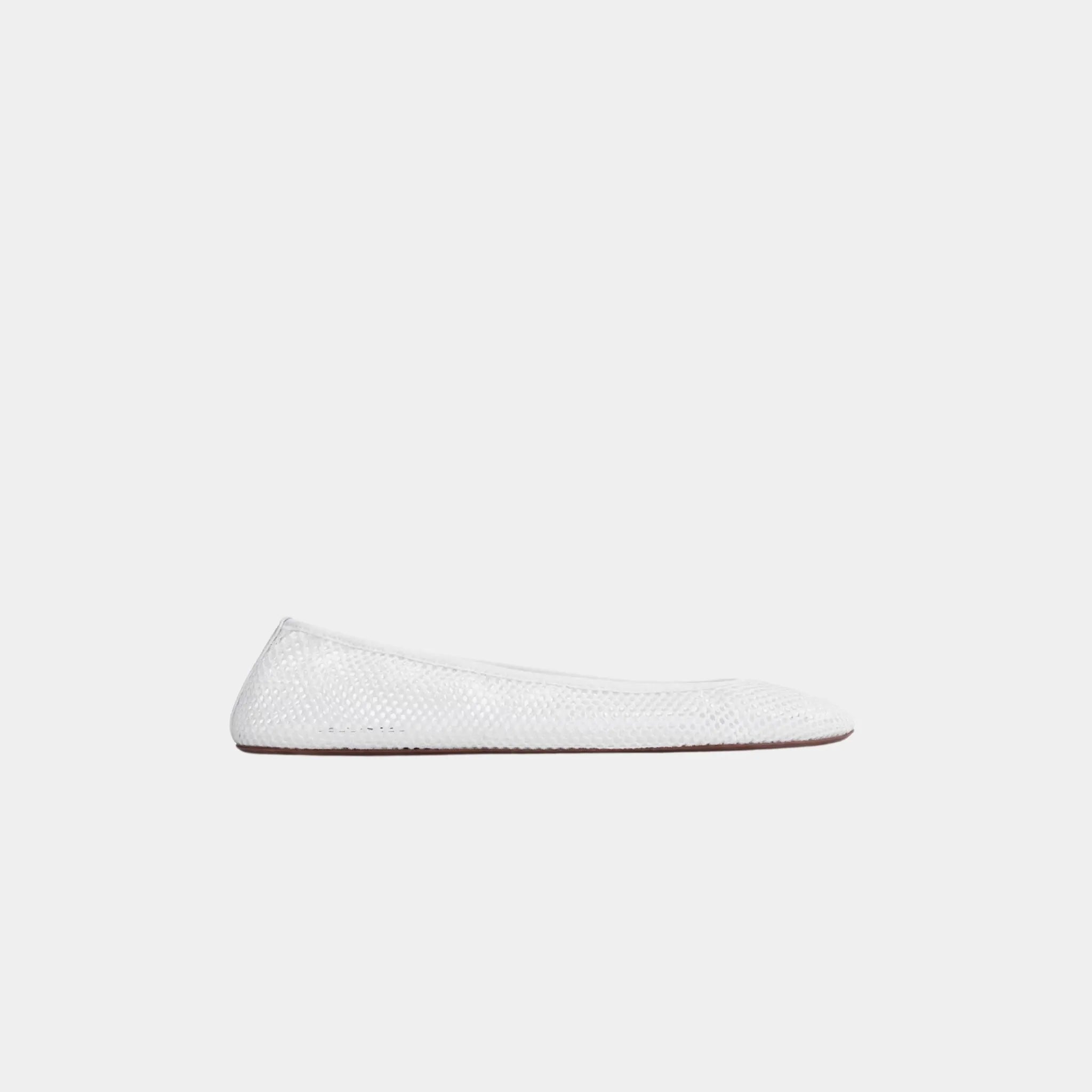 Alaia Low Vamp Ballet Flats in Fishnet, White, Side