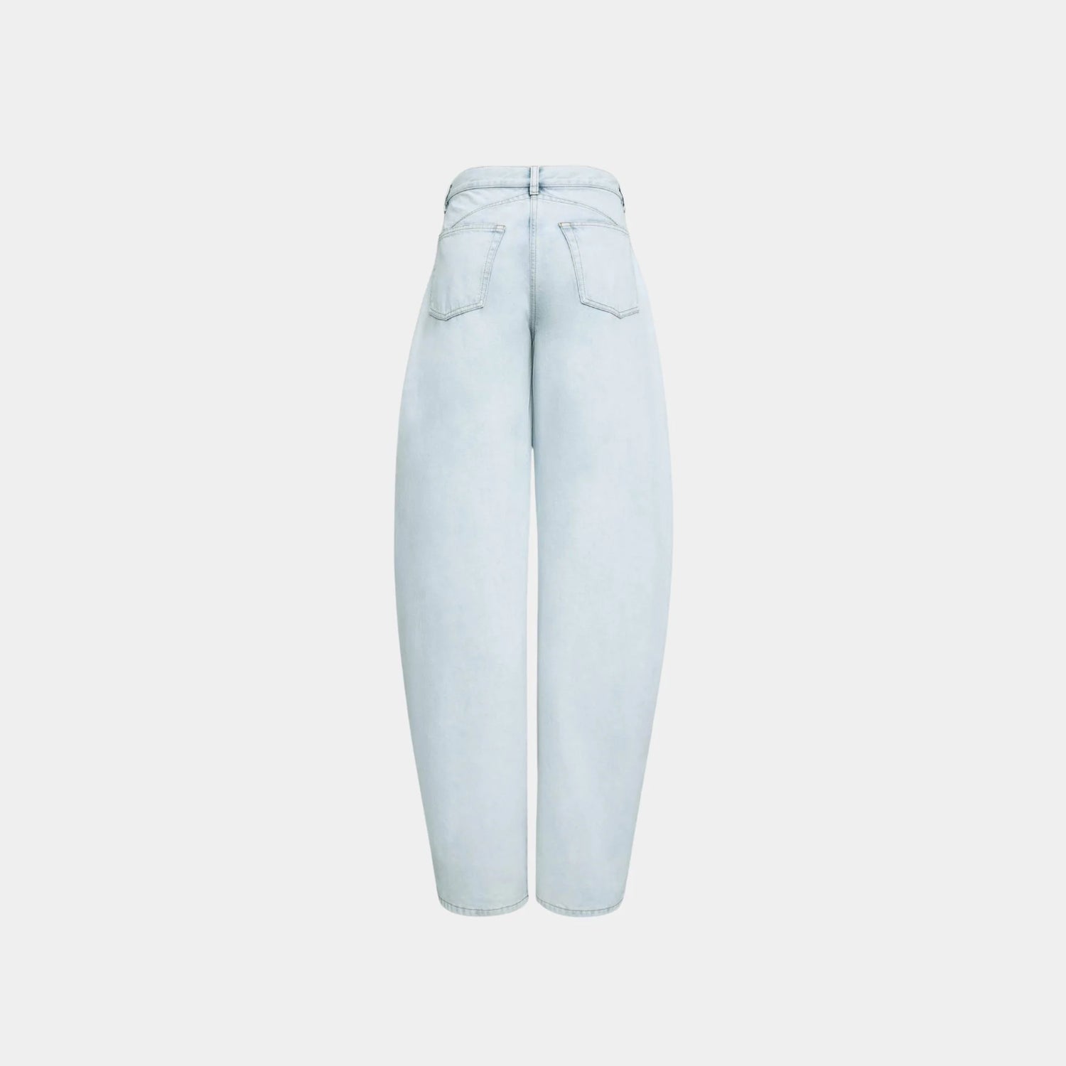 Alaia Low Waist Round Jeans in Ice Denim, Light Blue, Back