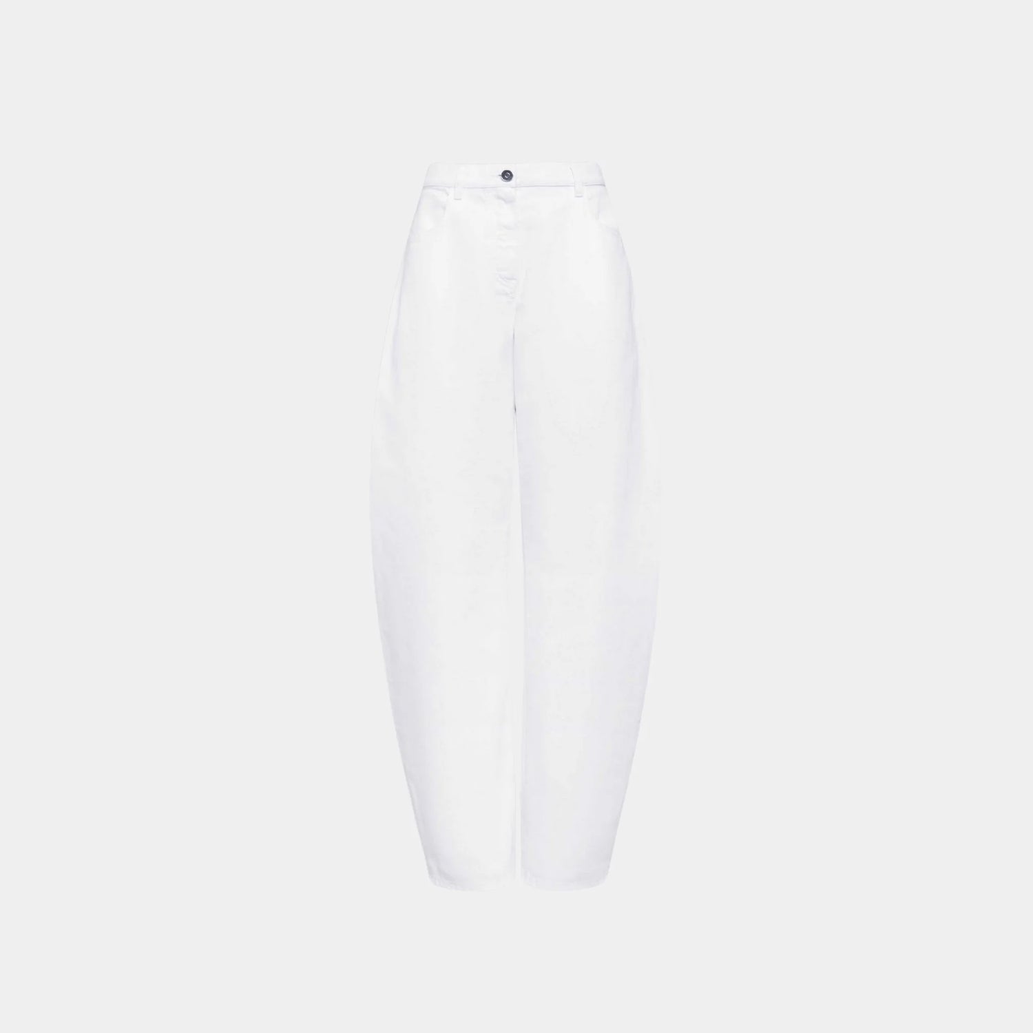 Alaia Low Waist Round Jeans in White Denim, Front